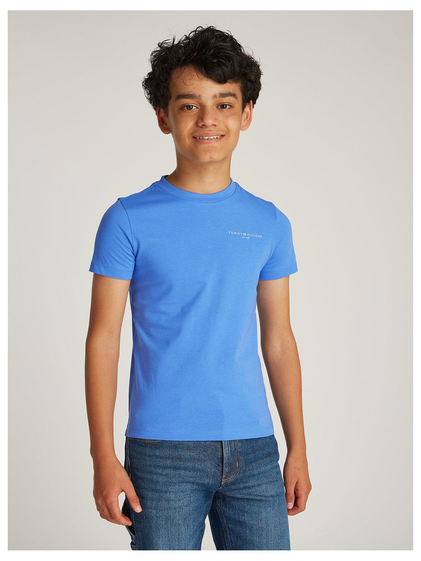 Tommy Hilfiger Kids Mini Corp Logo Short Sleeve T-Shirt - Blue, Blue, Size 16 Years