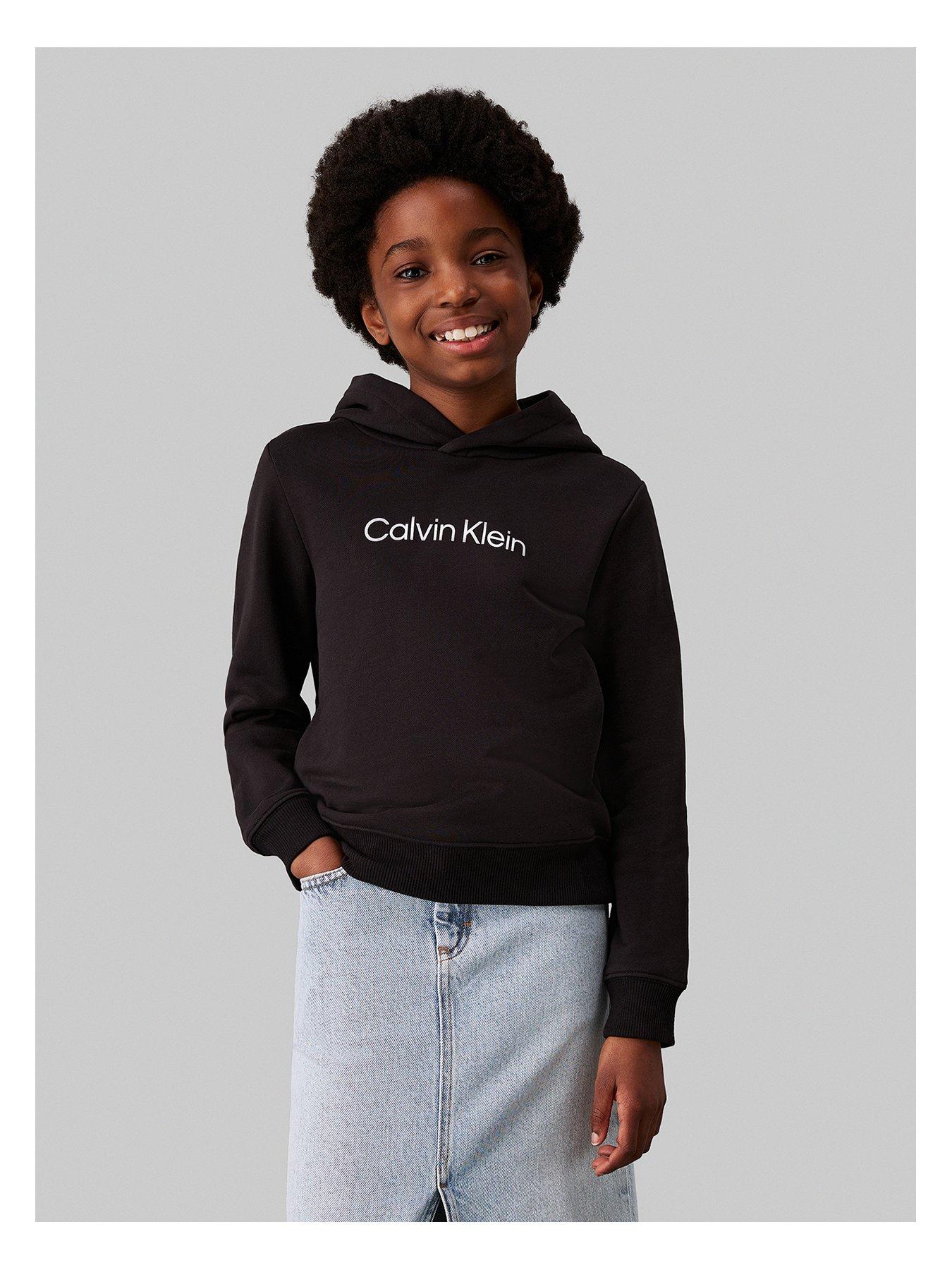 Calvin Klein Jeans: Kids Logo Terry Hoodie - Black