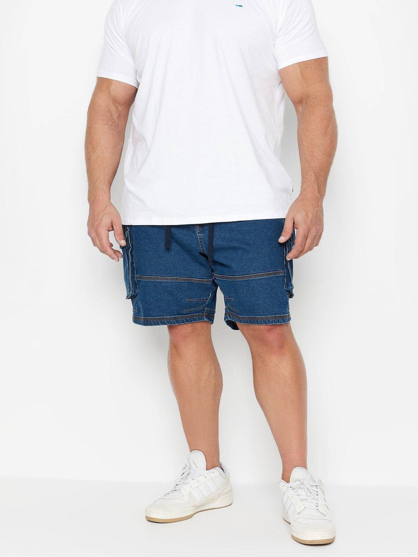 undefined Ribbed Waist Denim Shorts - Mid Wash