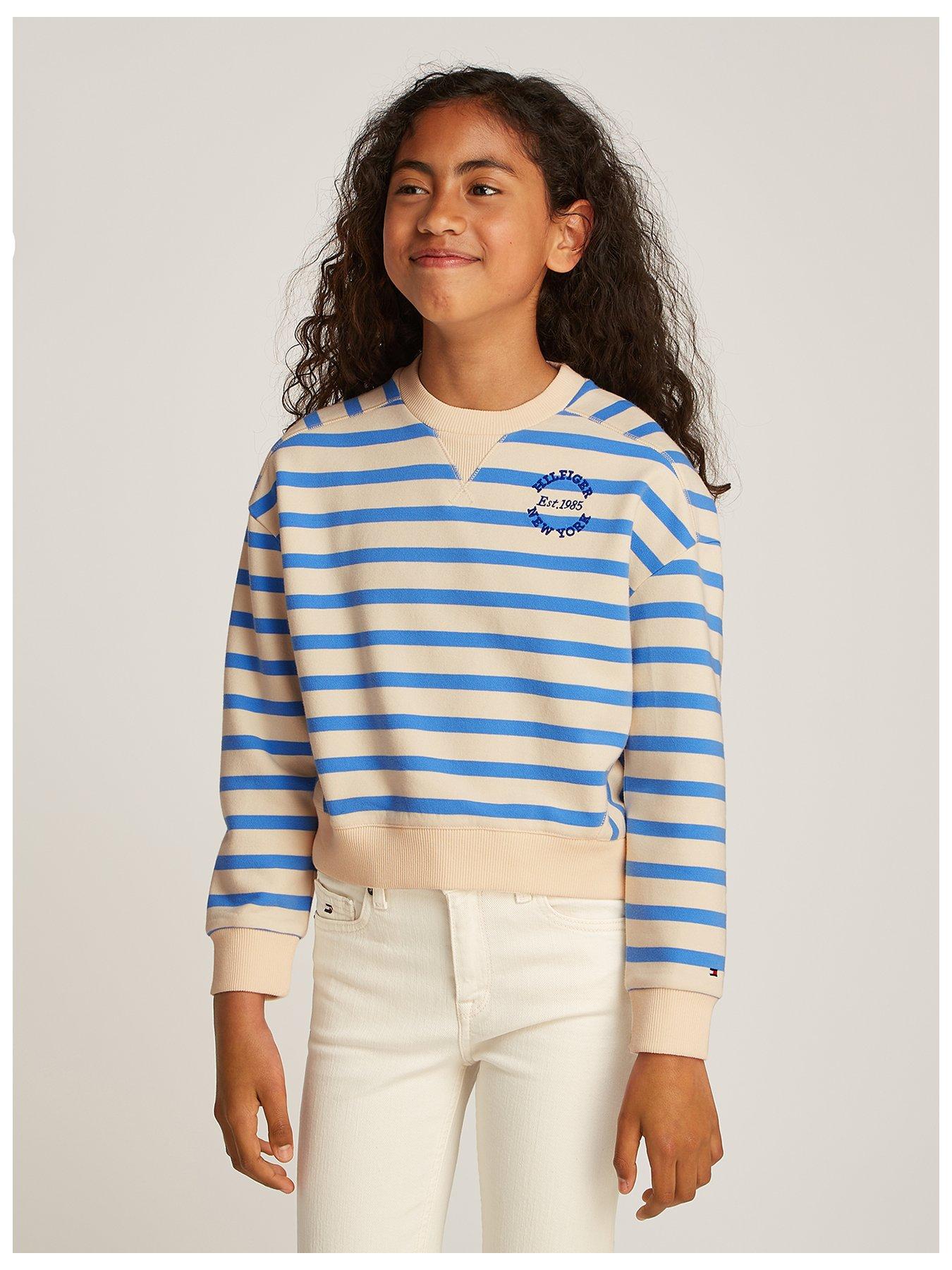 undefined Girls Stripe New York Sweatshirt - Blue