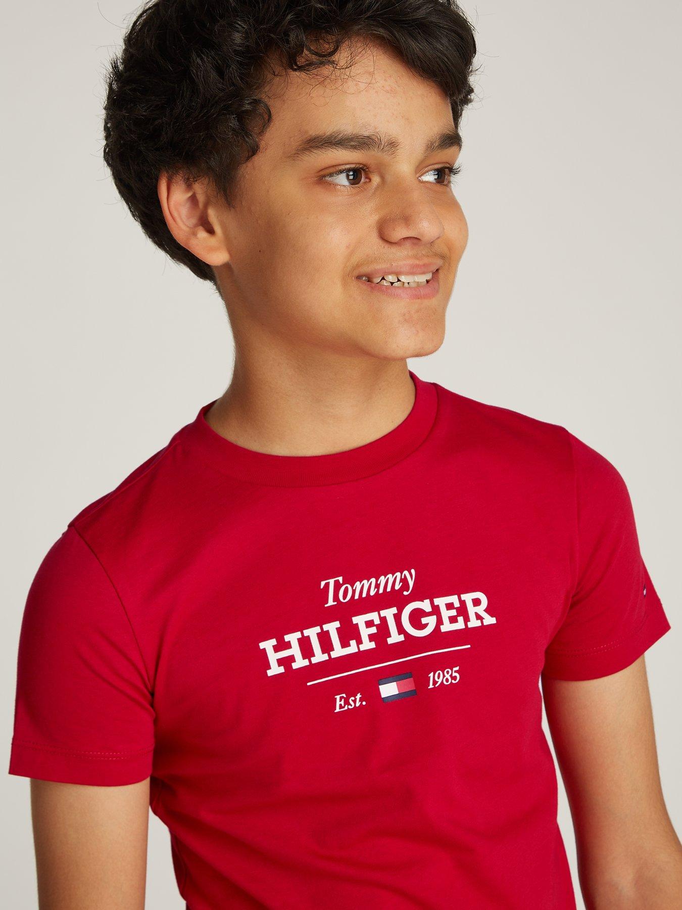 Image 3 of 4 of Tommy Hilfiger Boys Monotype 1985 Short Sleeve T-Shirt - Red