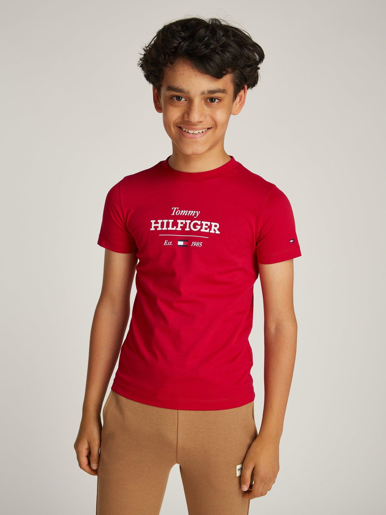Image 4 of 4 of Tommy Hilfiger Boys Monotype 1985 Short Sleeve T-Shirt - Red