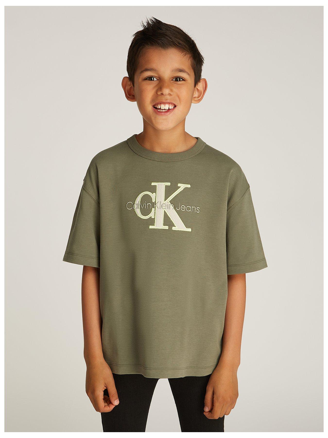 undefined Boys Outlined Fleece Mono T-Shirt - Khaki