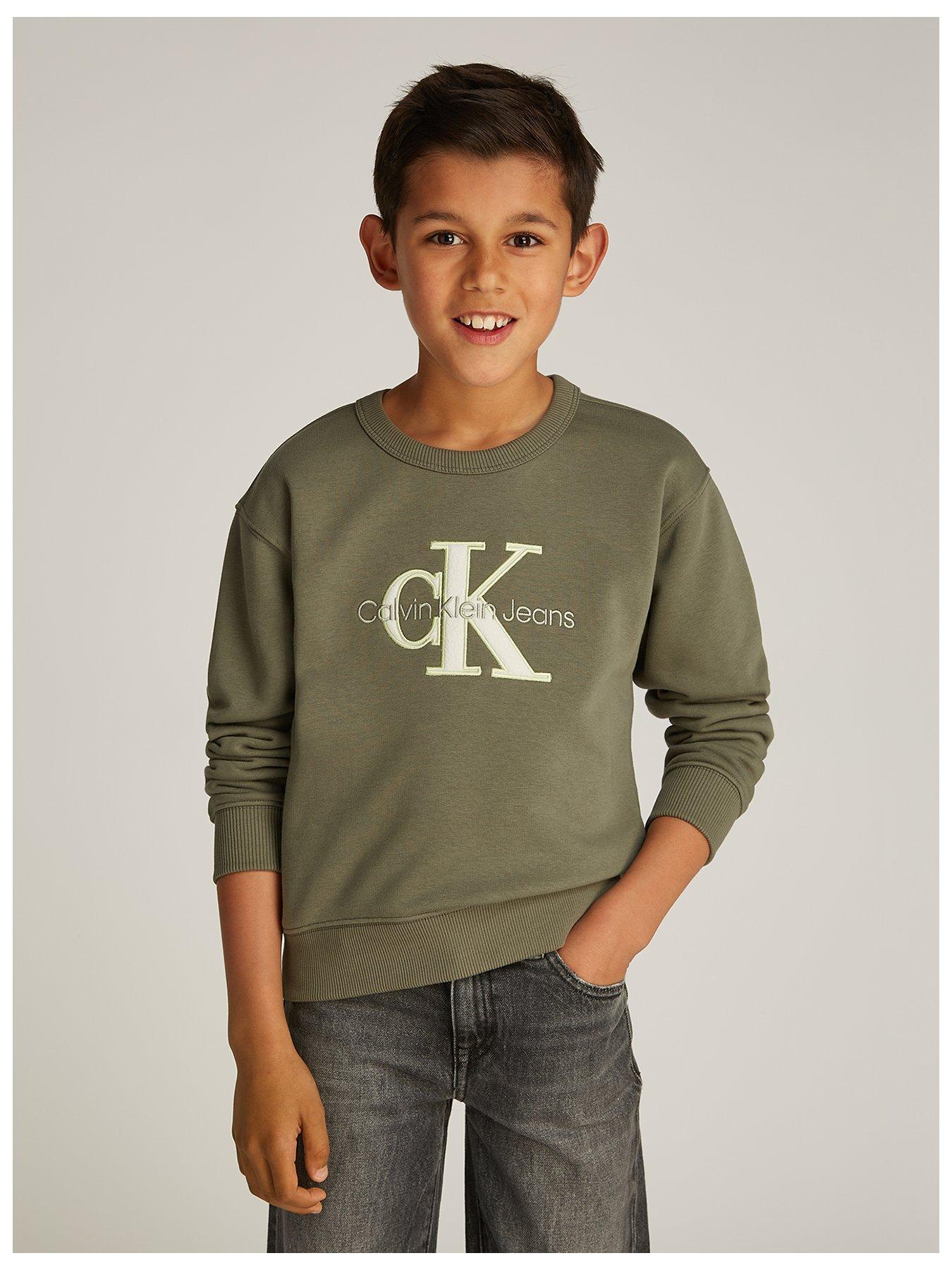 undefined Boys Outlined Mono Relaxed Sweatshirt - Khaki