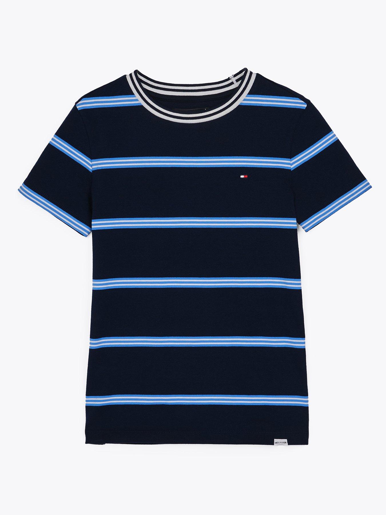 Image 1 of 4 of Tommy Hilfiger Boys Striped Short Sleeve T-Shirt - Navy