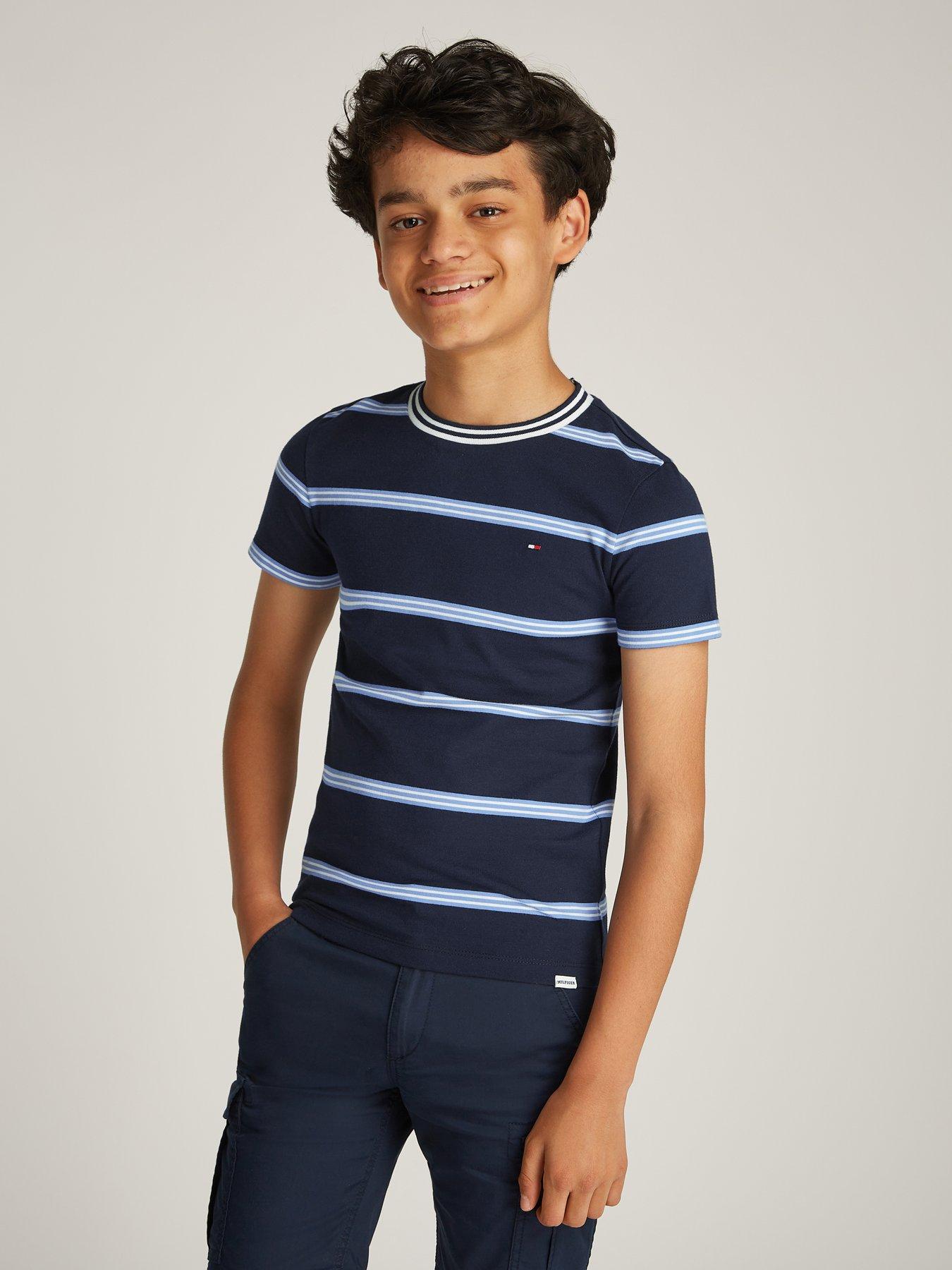 Image 4 of 4 of Tommy Hilfiger Boys Striped Short Sleeve T-Shirt - Navy