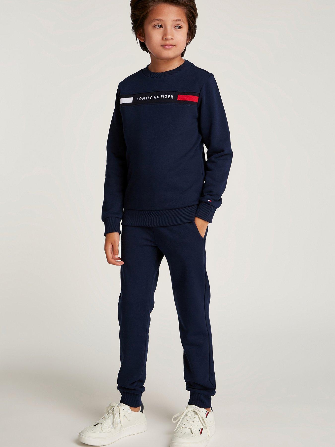 undefined Boys Th Rib Insert Sweat Tracksuit Set - Navy