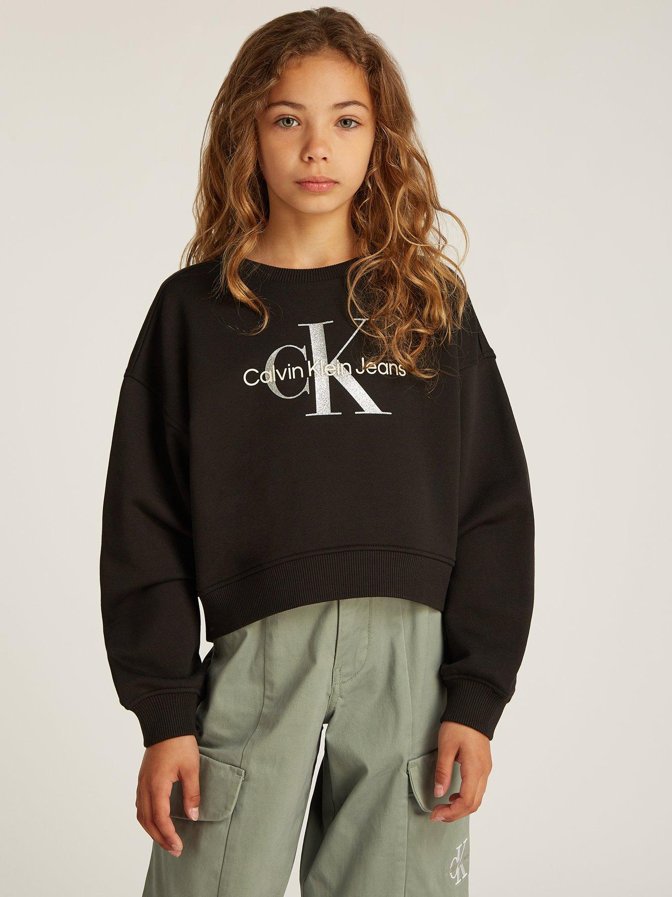 Calvin Klein Jeans Girls Glitter Monologo Crewneck Sweatshirt