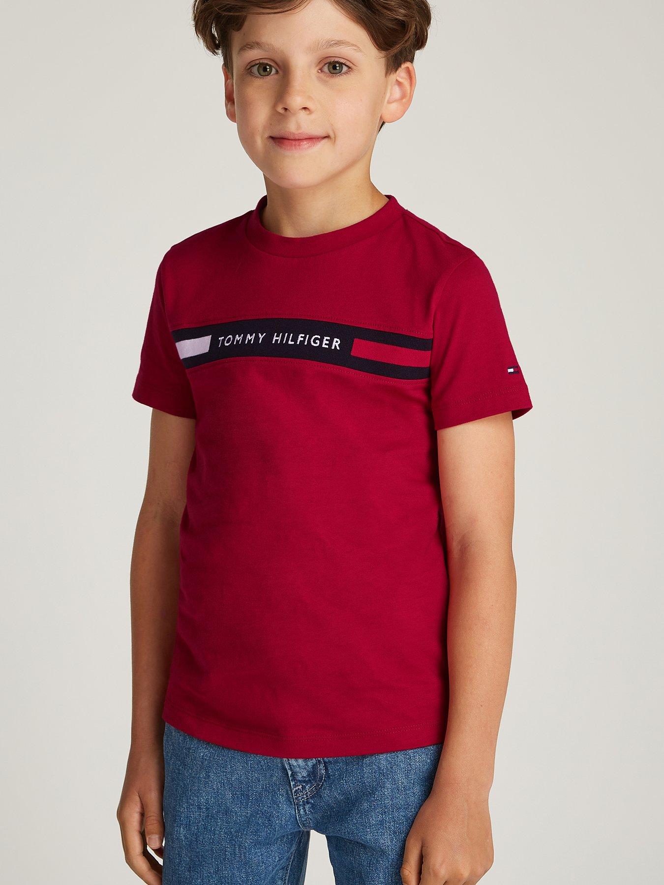undefined Boys Th Rib Short Sleeve T-Shirt - Red