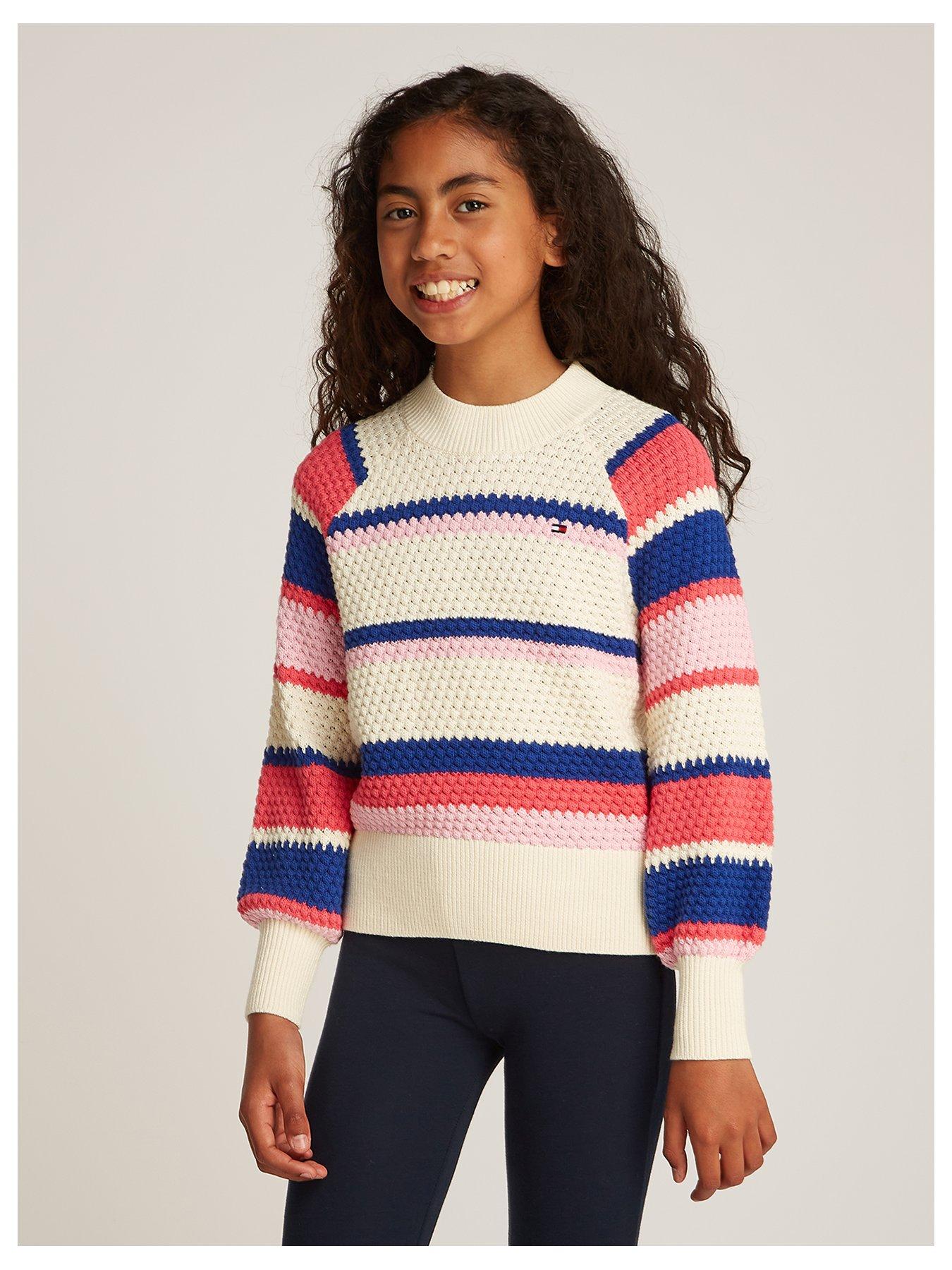 undefined Girls Raglan Sleeve Sweater - Multi