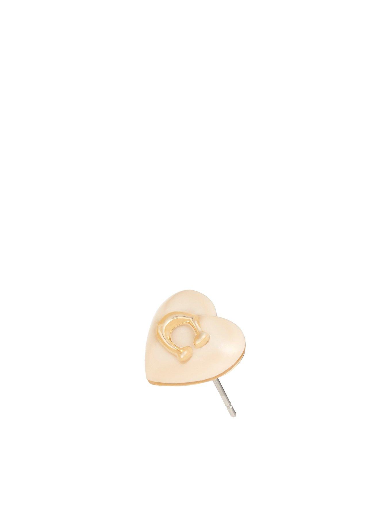 Image 3 of 4 of COACH Resin Heart Logo Studs - Blush/Gold