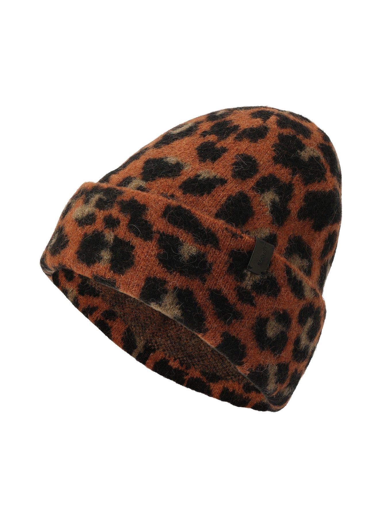 AllSaints Brushed Leopard Beanie Hat Beige Very - Main Image