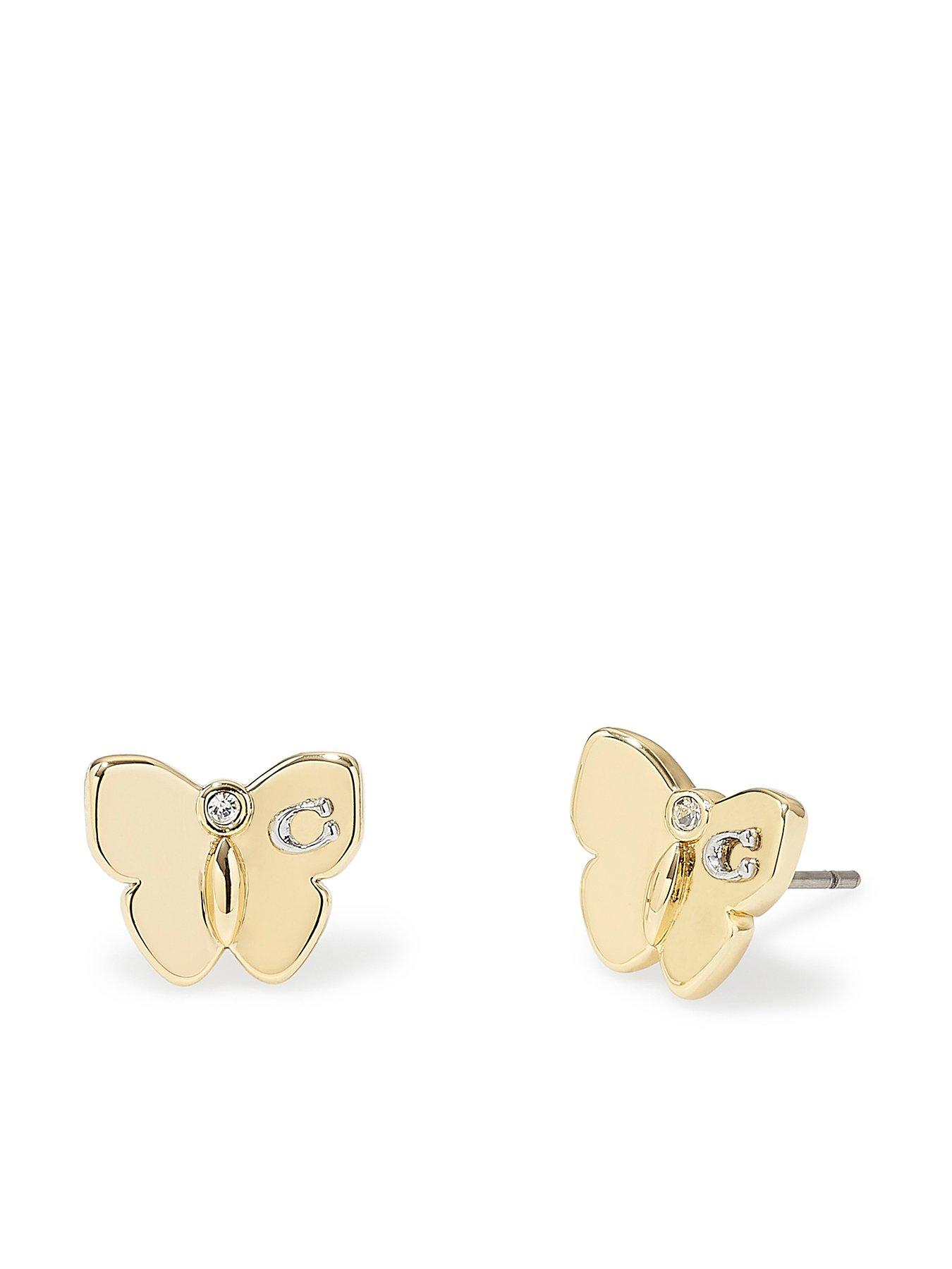 Product photograph of Coach Butterfly Stud Earring - Gold from very.co.uk