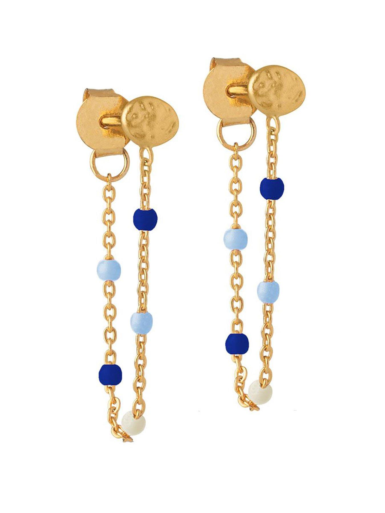 undefined Lola Marine Earrings, 18ct Gold Plated 925 Sterling Silver and Enamel