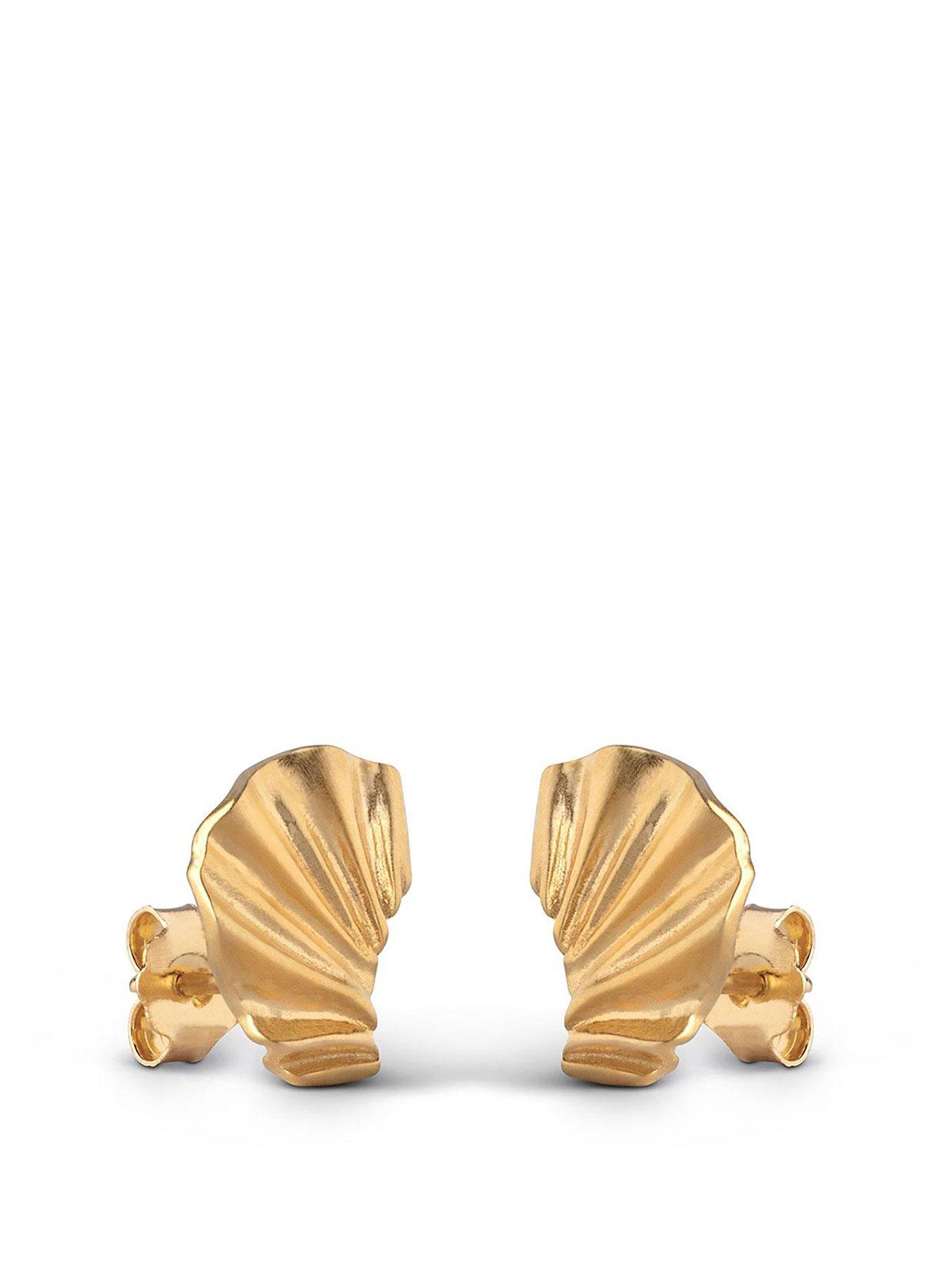 Product photograph of Enamel Copenhagen Mini Wave Earrings 18ct Gold Plated 925 Sterling Silver from very.co.uk