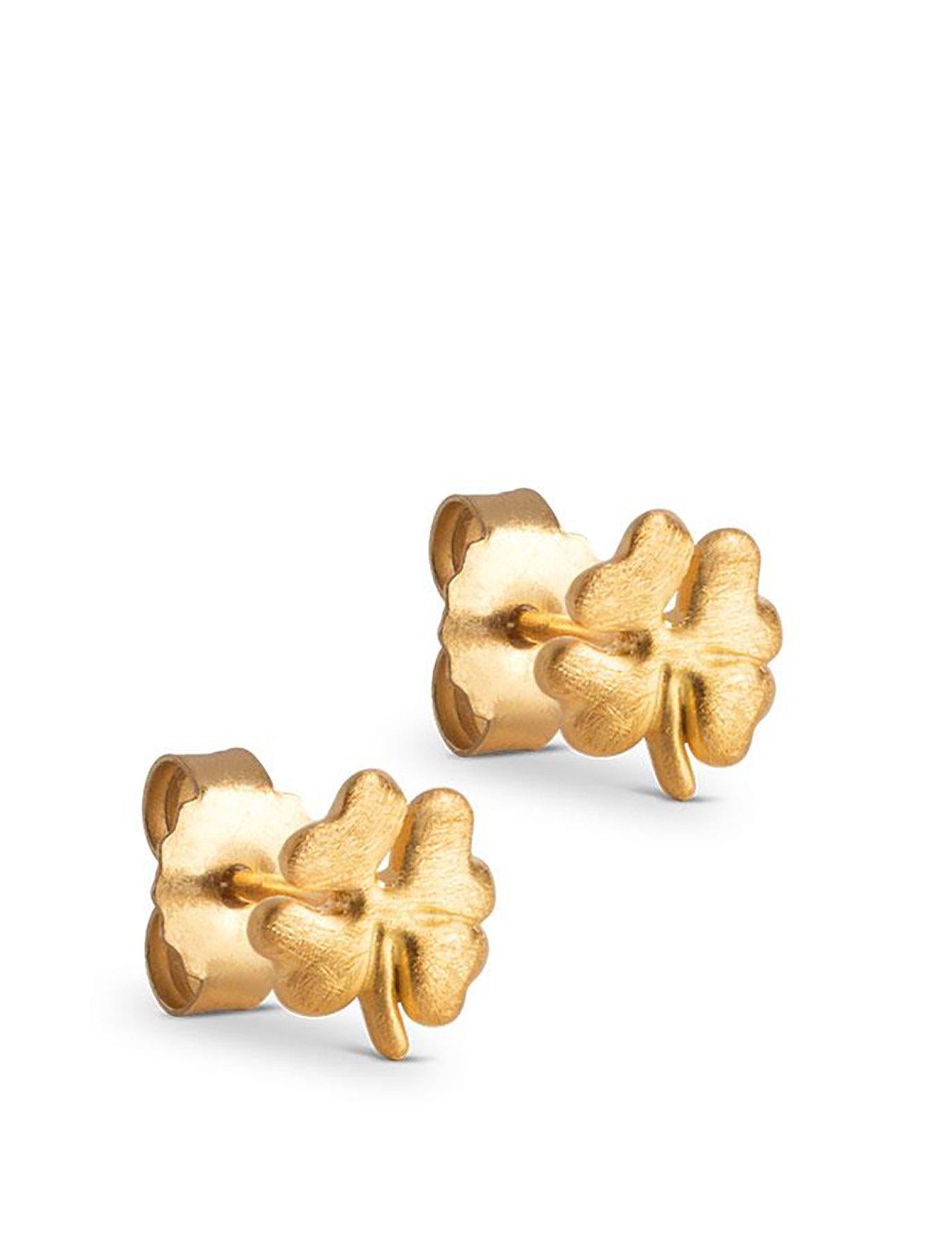 Product photograph of Enamel Copenhagen Clover Studs 18ct Gold Plated 925 Sterling Silver from very.co.uk