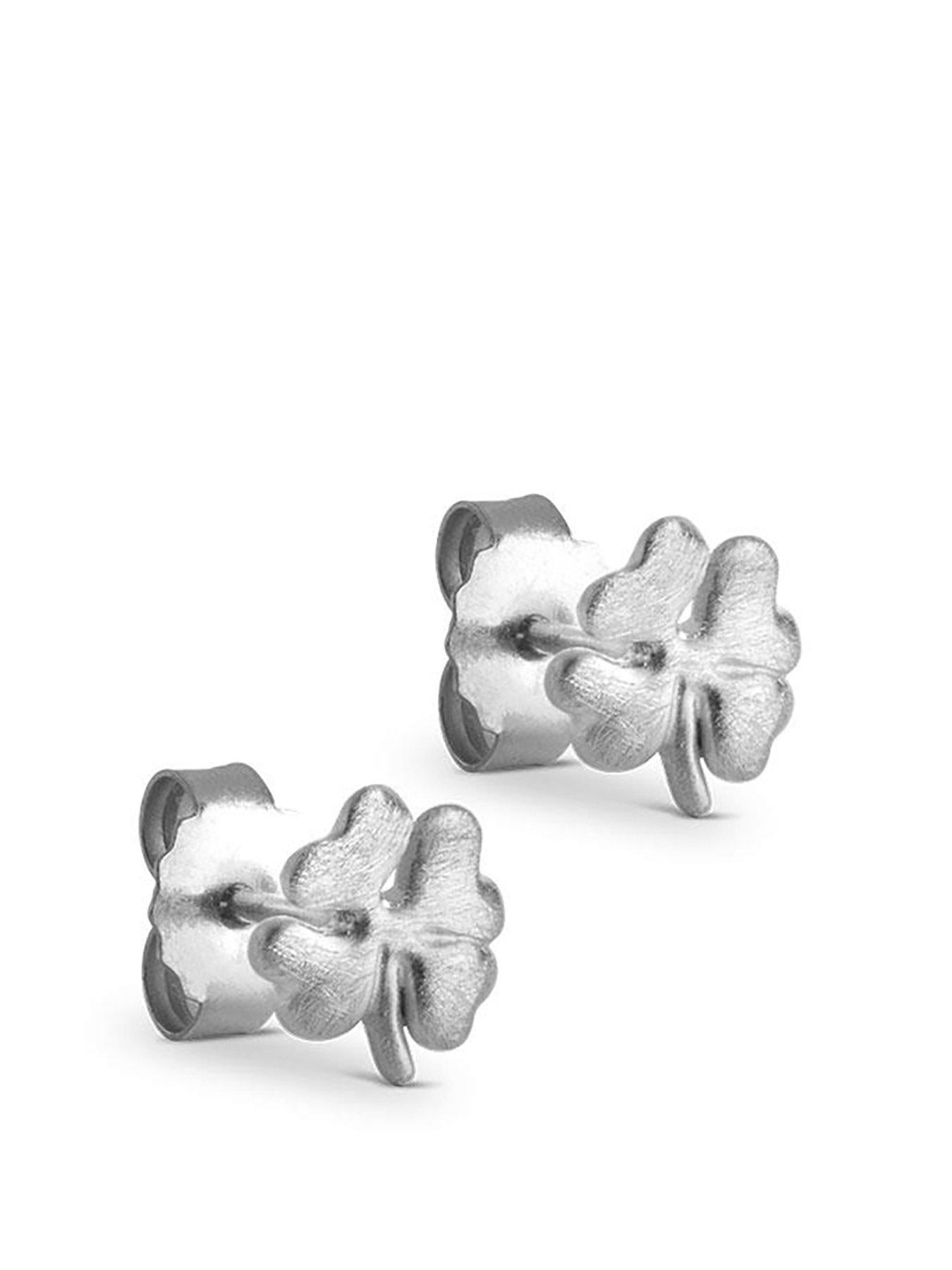 Product photograph of Enamel Copenhagen Clover Studs 925 Sterling Silver from very.co.uk