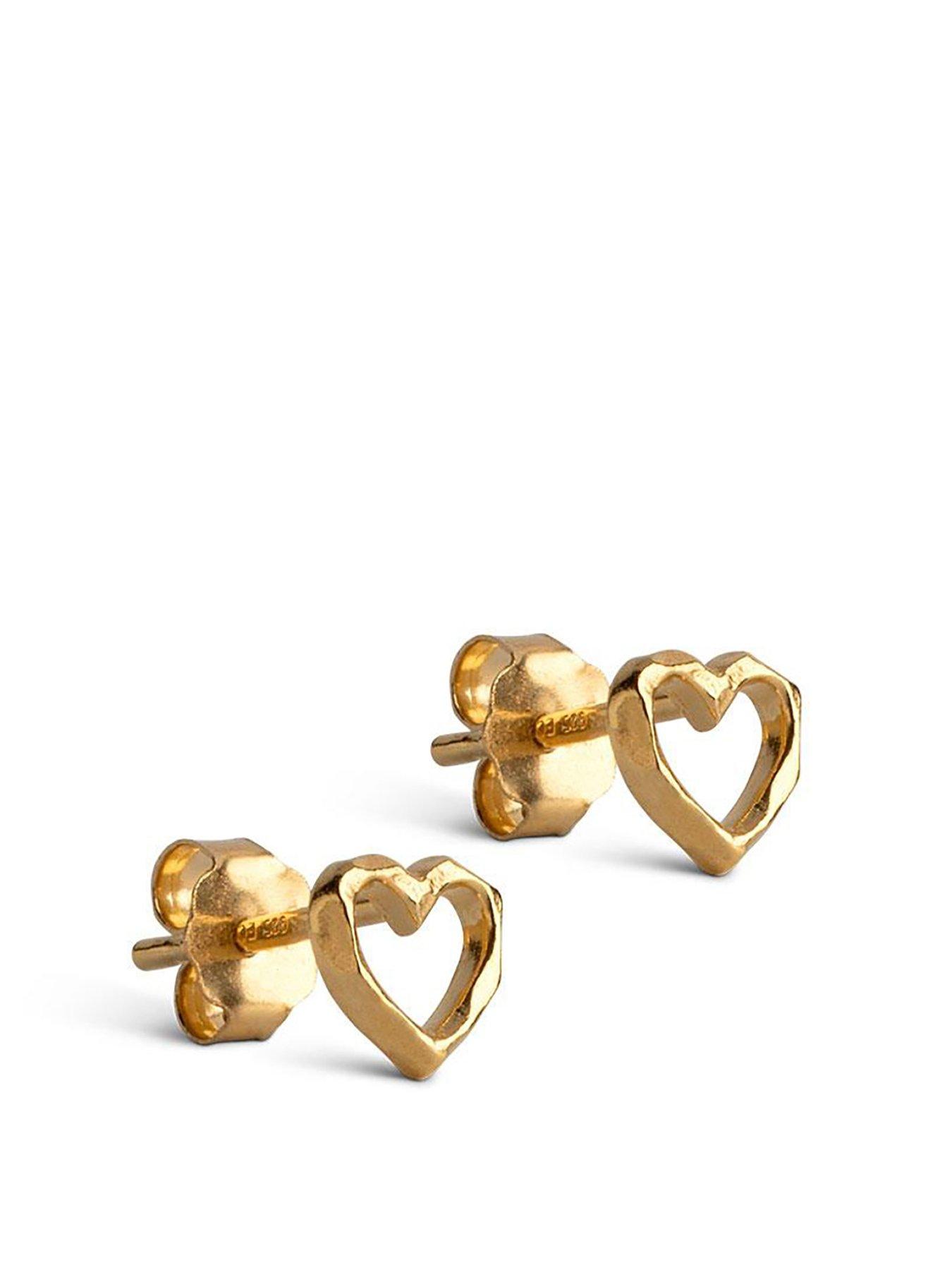 Product photograph of Enamel Copenhagen Heart Studs 18ct Yellow Gold Plated 925 Sterling Silver from very.co.uk