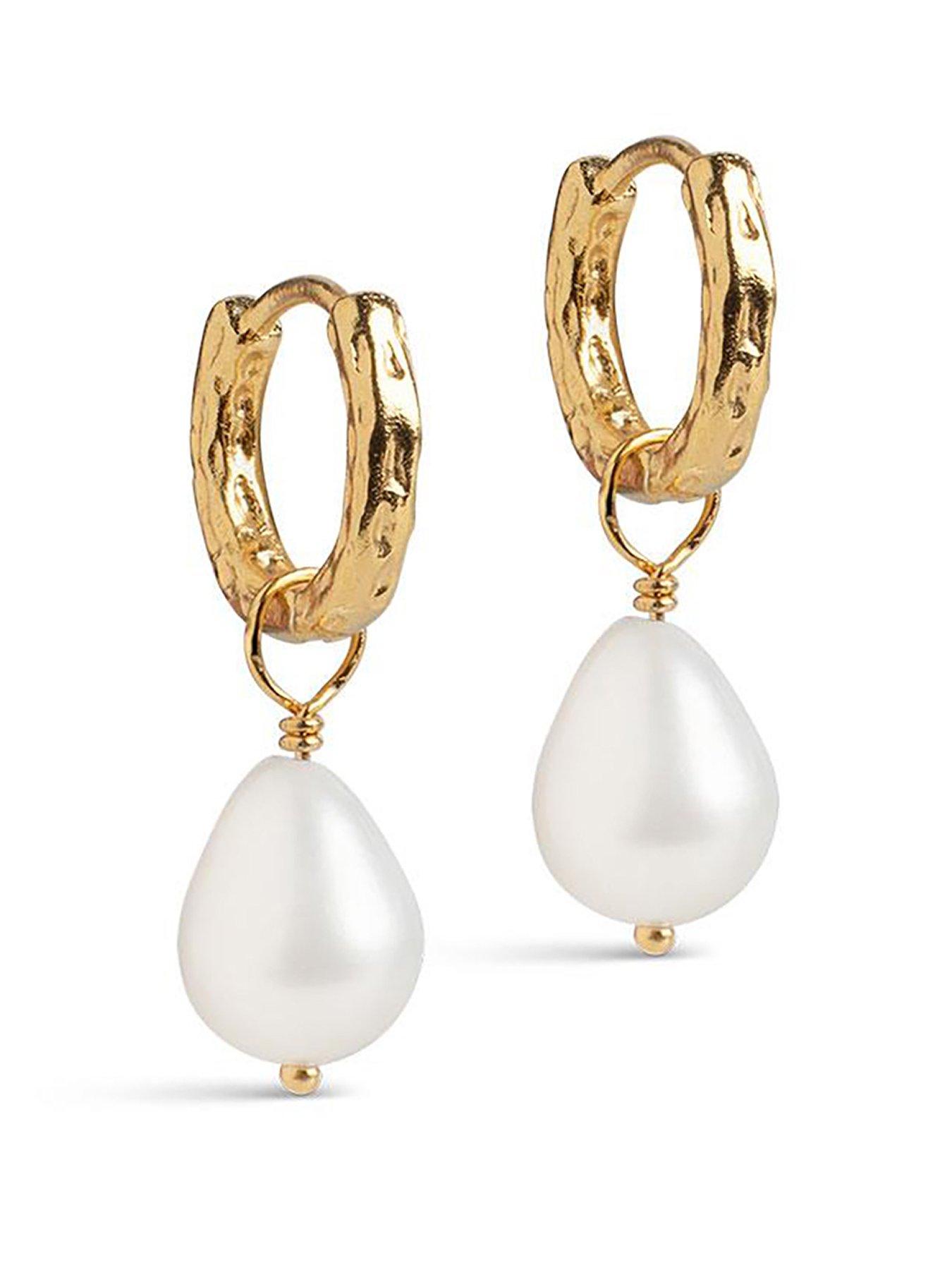 undefined Significant Pearl Hoops, 18ct Yellow Gold plated 925 Sterling Silver and Pearl