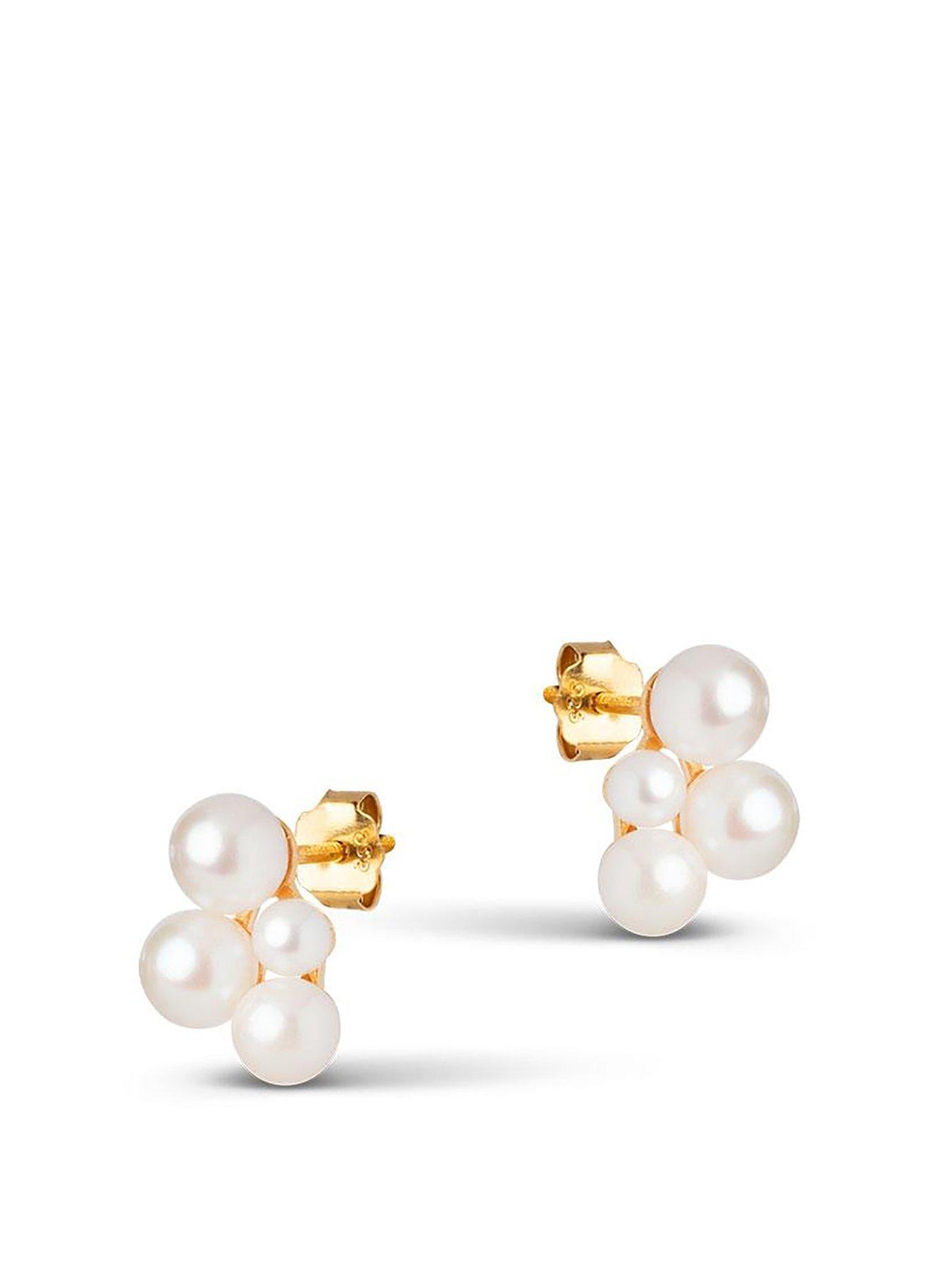Product photograph of Enamel Copenhagen Mae Studs 18ct Yellow Gold Plated 925 Sterling Silver And Pearl from very.co.uk