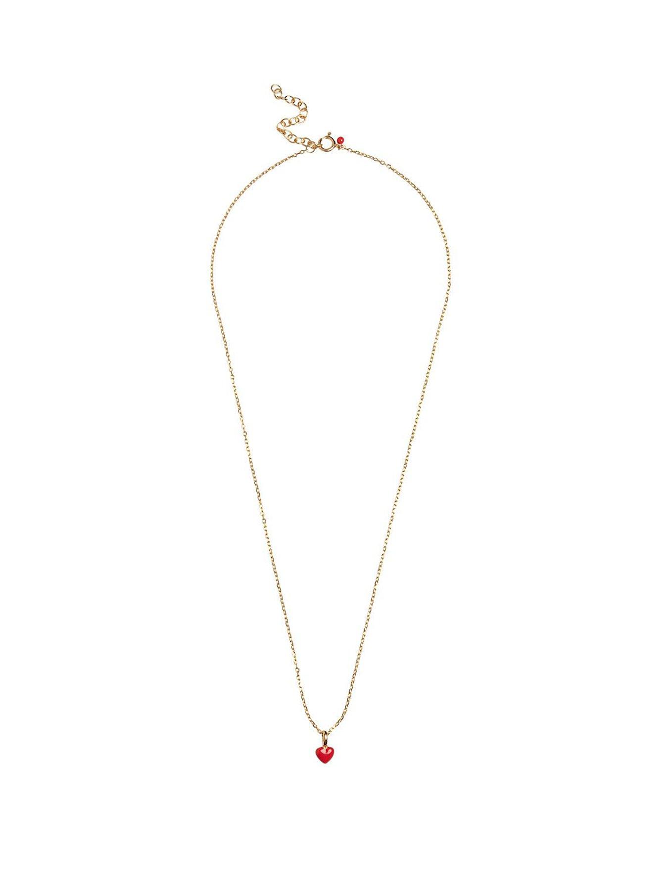 Product photograph of Enamel Copenhagen Amore Necklace 18ct Yellow Gold Plated 925 Sterling Silver And Red Enamel from very.co.uk