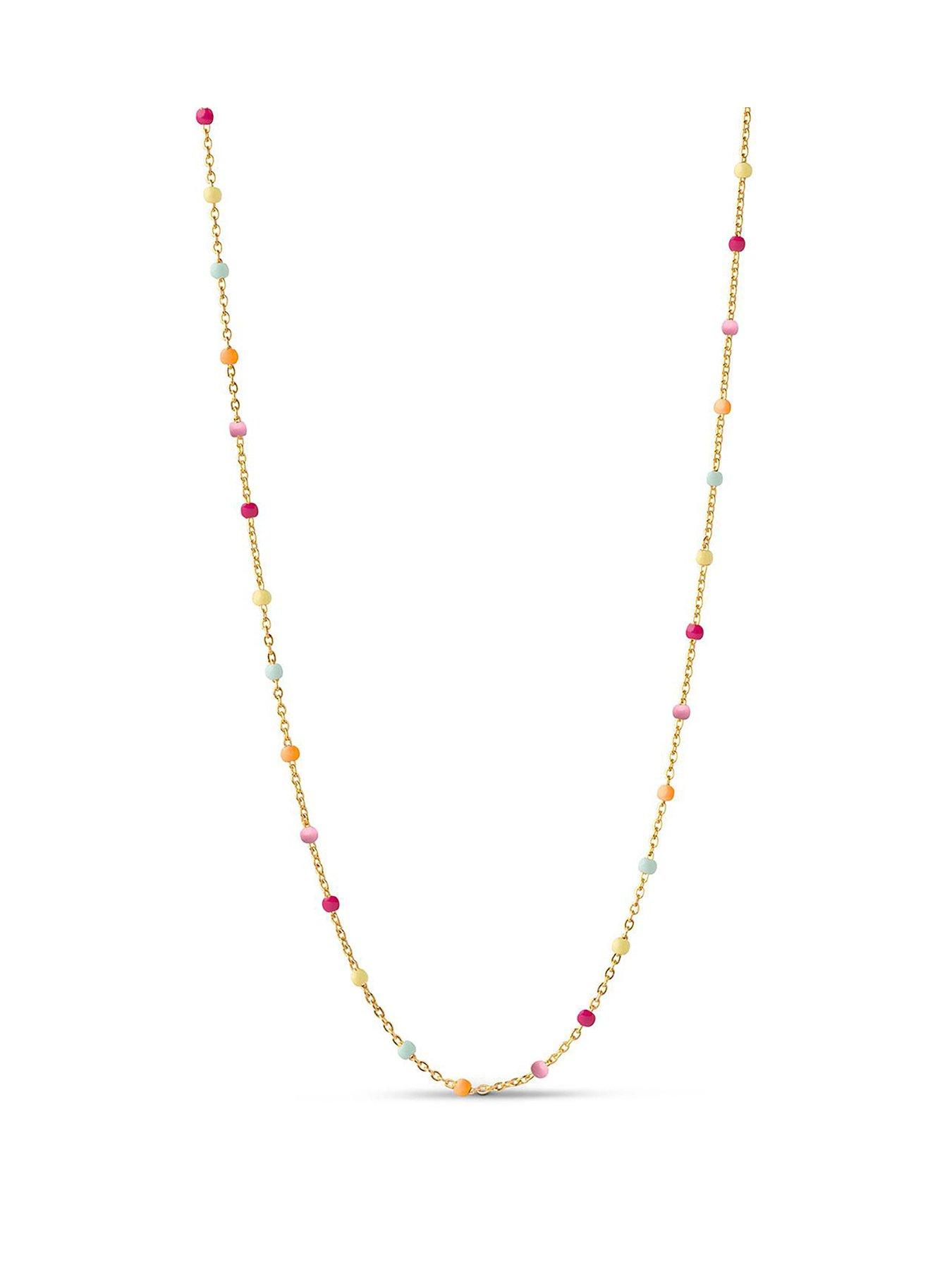 ENAMEL Copenhagen Lola Rainbow Necklace, 18ct Yellow Gold plated 925 Sterling Silver and Enamel