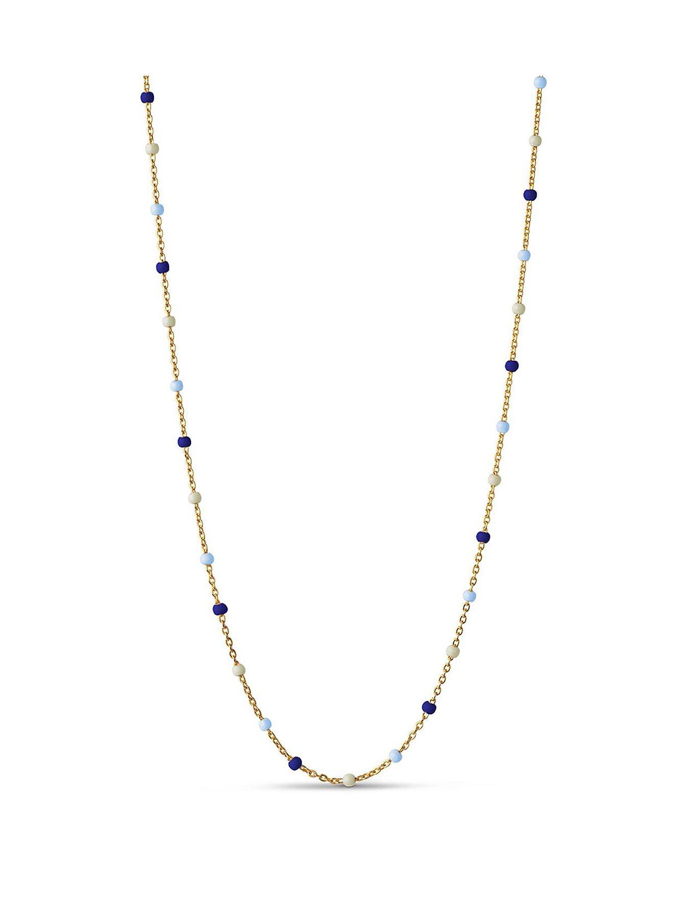 undefined Lola Marine Necklace, 18ct Yellow Gold plated 925 Sterling Silver and Enamel