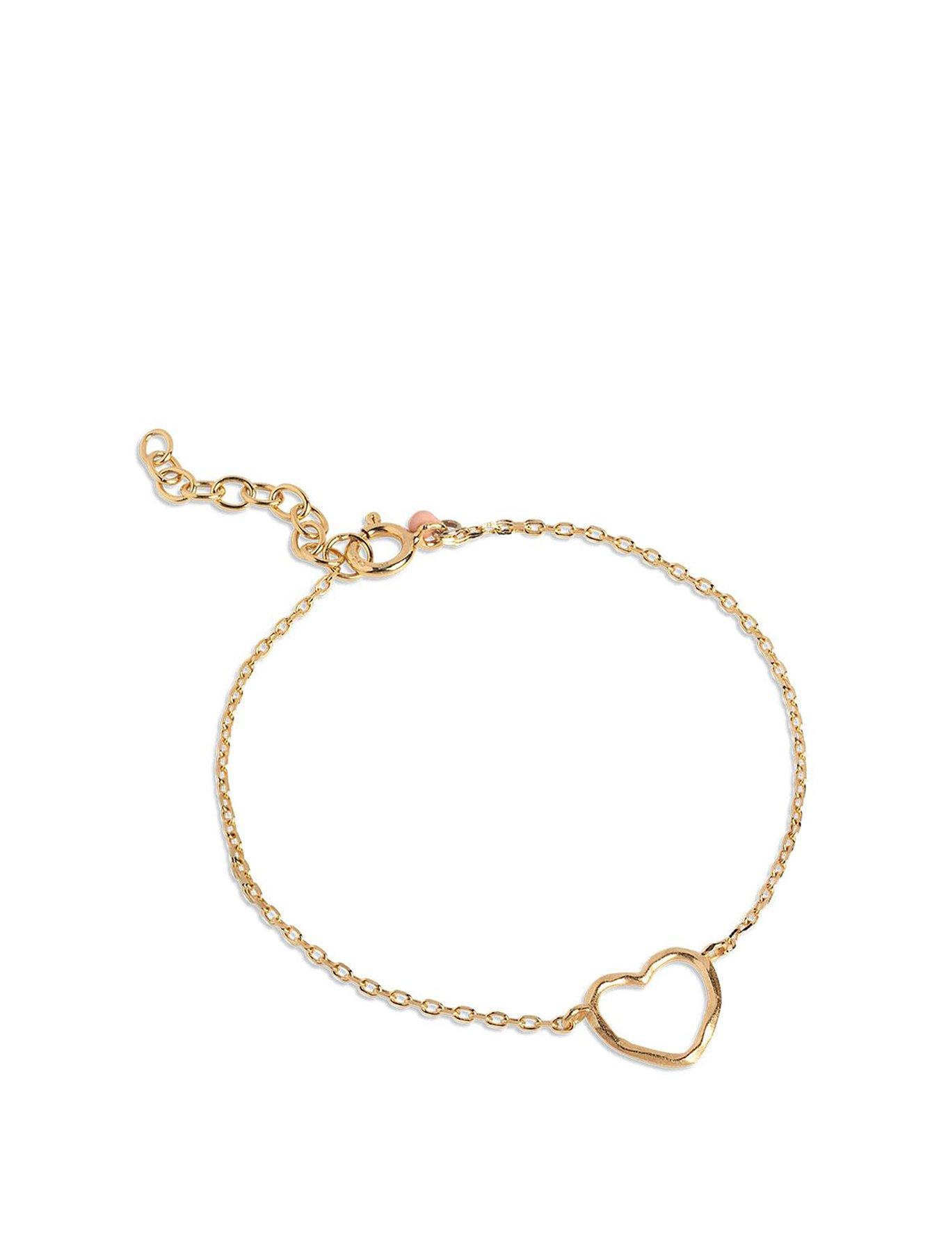 Product photograph of Enamel Copenhagen Heart Bracelet 18ct Yellow Gold Plated 925 Sterling Silver from very.co.uk