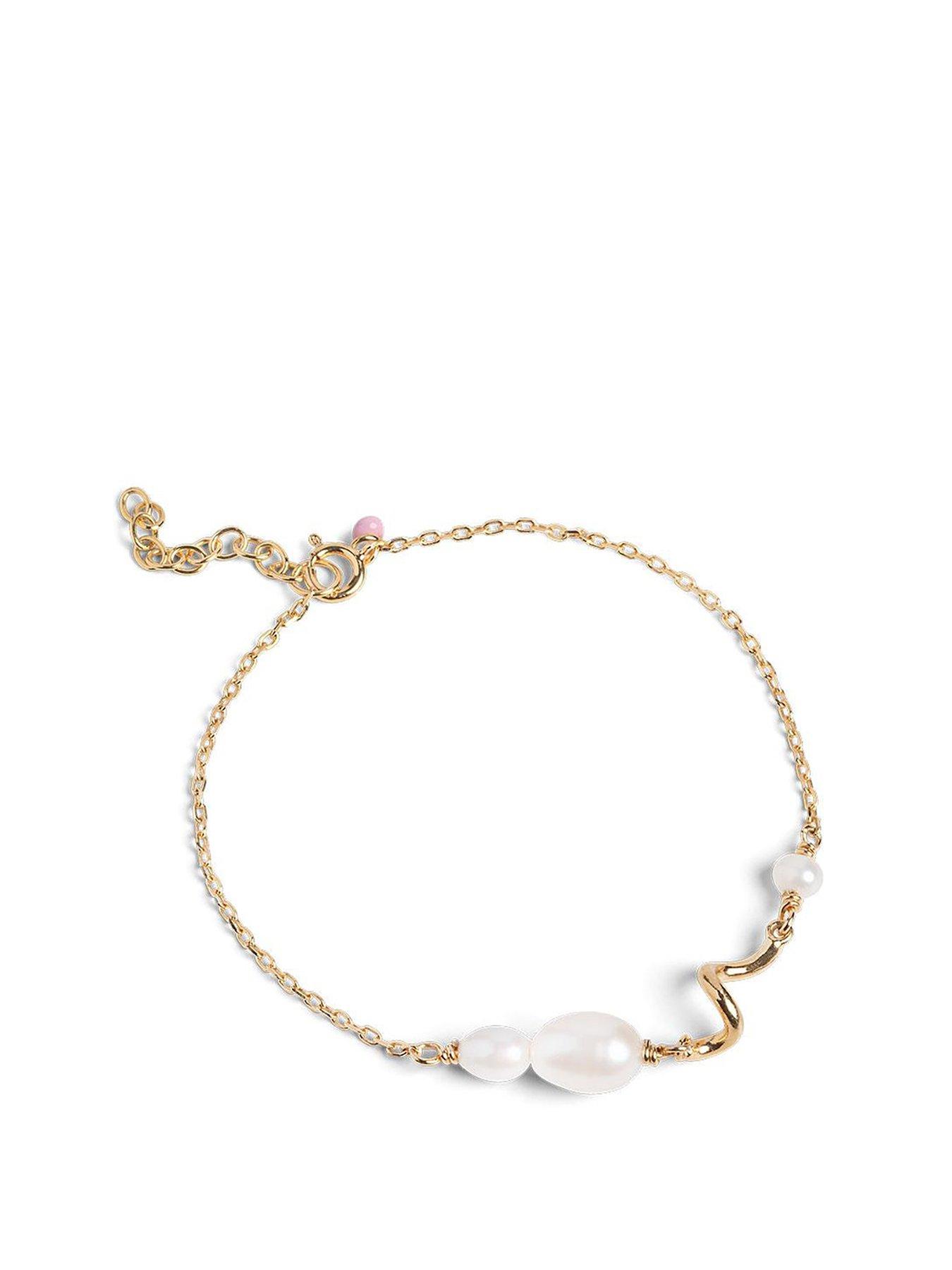 Product photograph of Enamel Copenhagen Pearlie Twist Bracelet 18ct Yellow Gold Plated 925 Sterling Silver And Pearl from very.co.uk