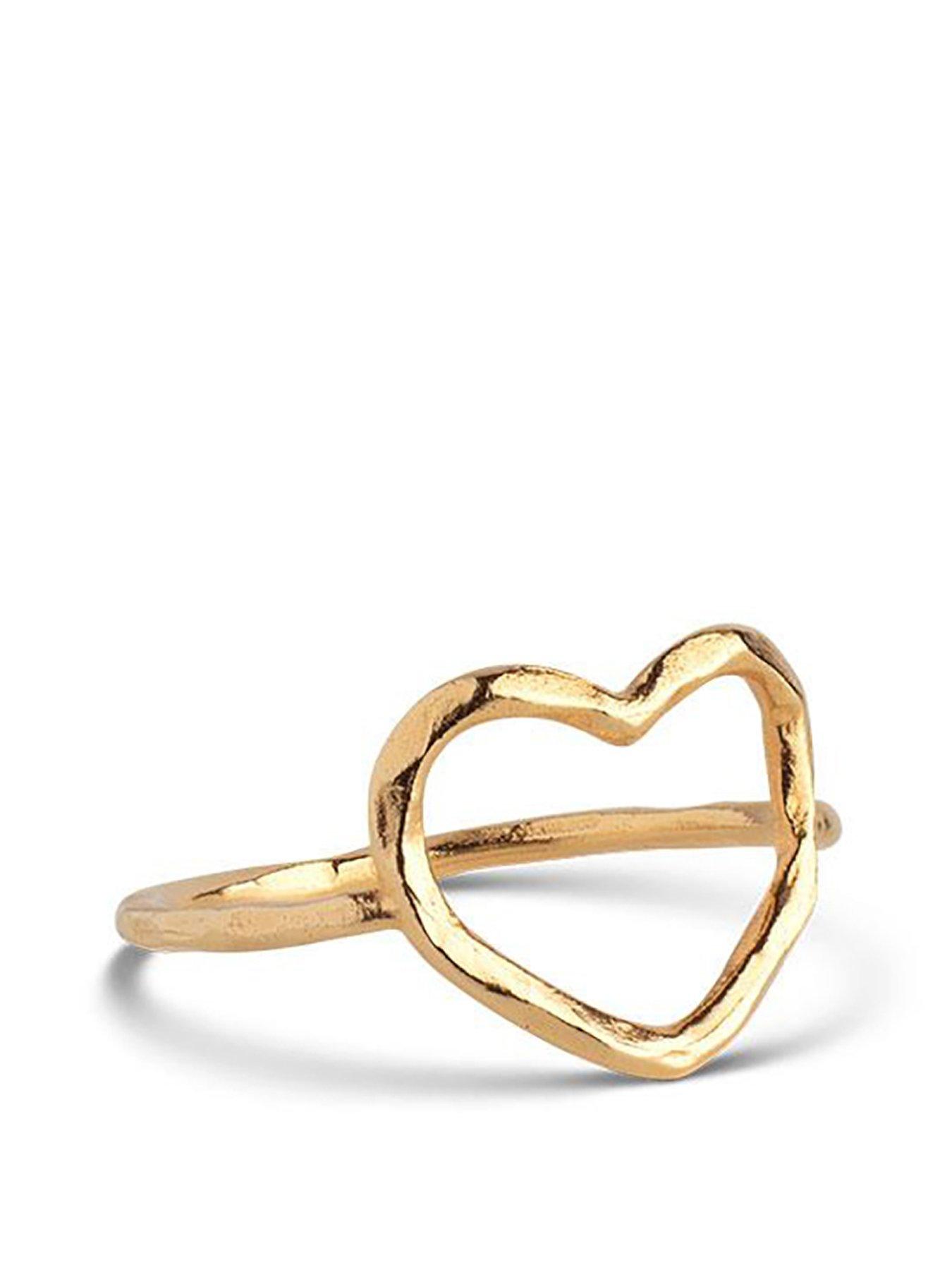 Product photograph of Enamel Copenhagen Heart Ring 18ct Yellow Gold Plated 925 Sterling Silver from very.co.uk