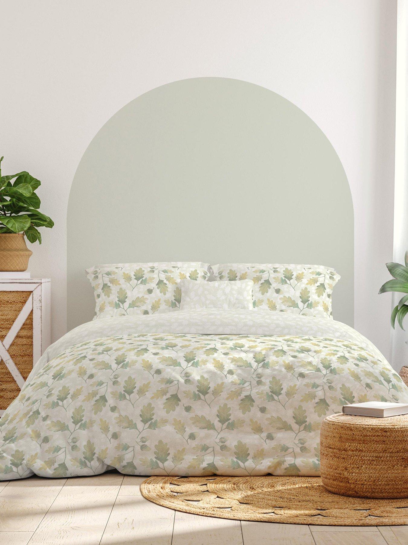 Product photograph of Copenhagen Home Oak Leaf Fresh Green Duvet Set- King from very.co.uk