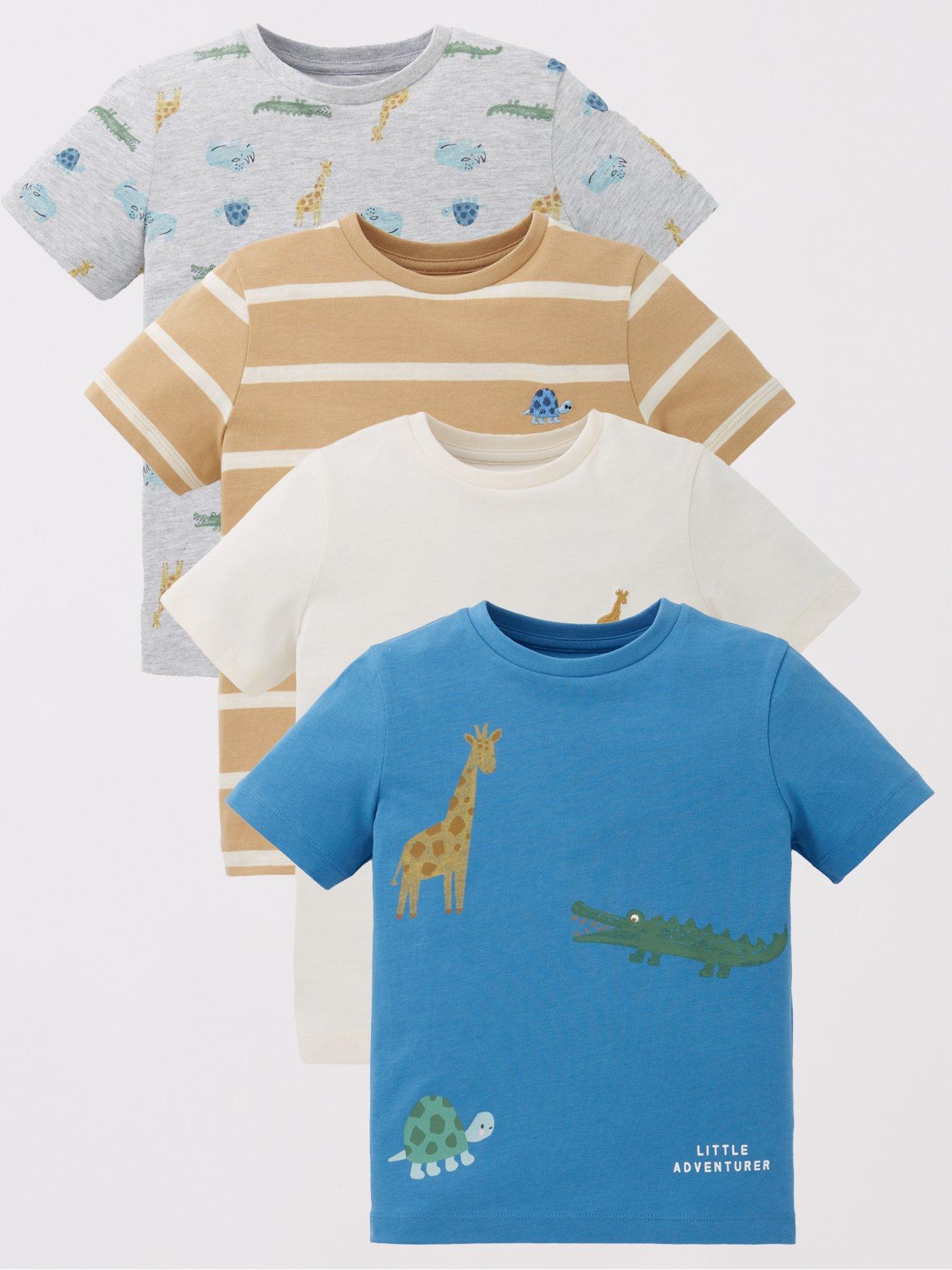 undefined Boys 4 Pack Safari Animal Short Sleeve T-Shirt - Multi