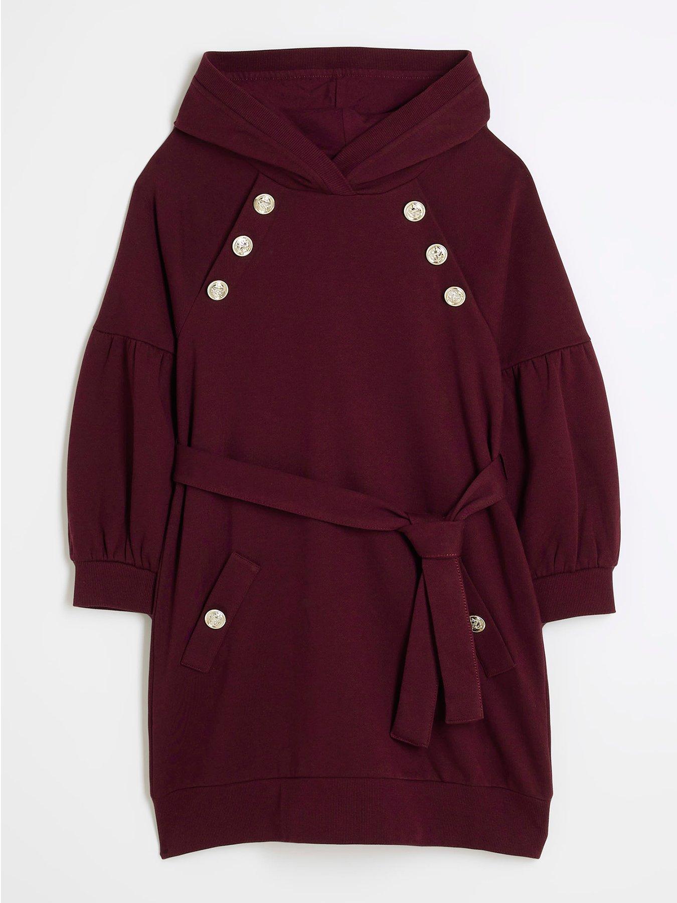 undefined Girls Military Sweat Dress - Red