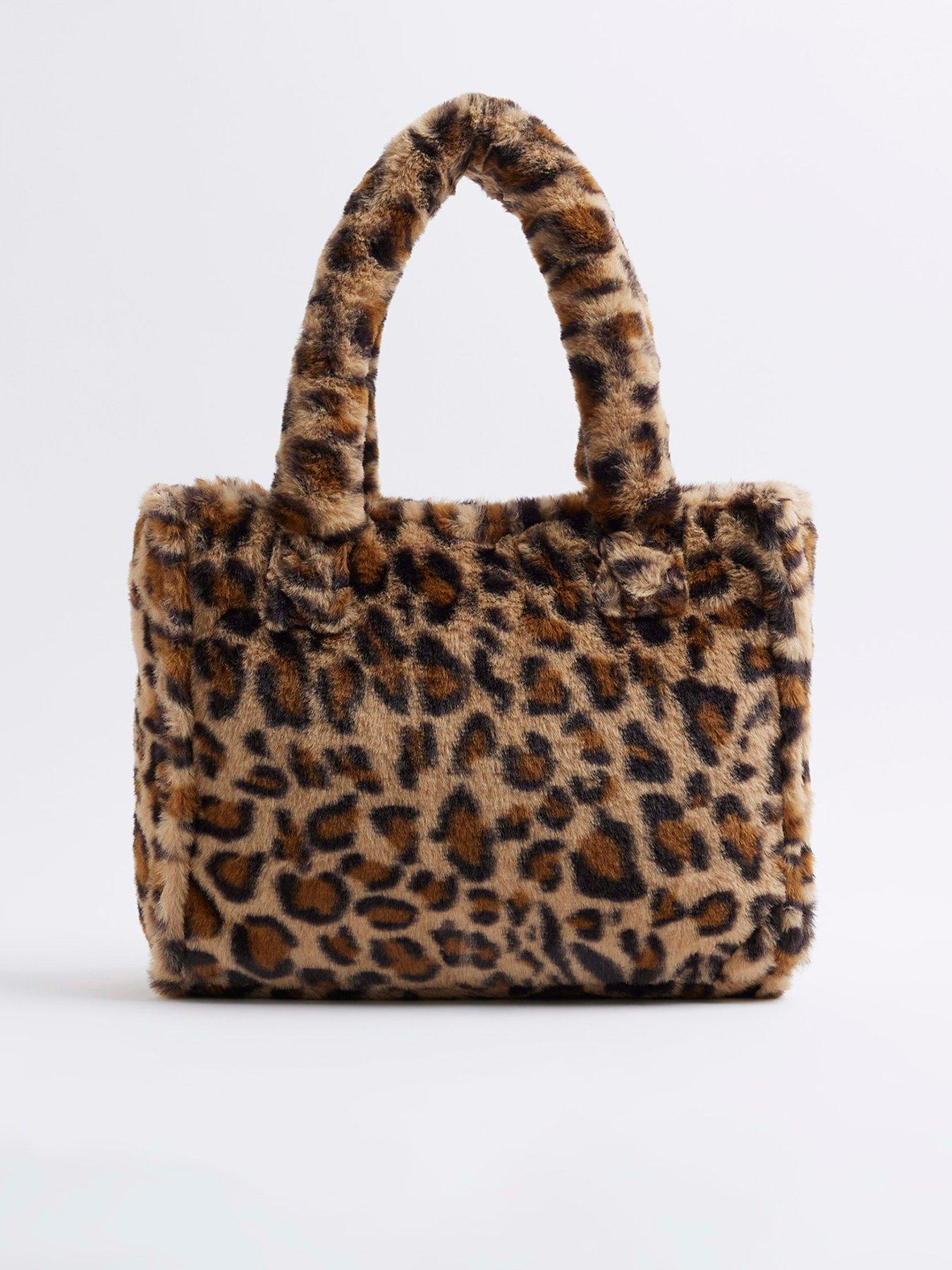 undefined Older Girl Leopard Faux Fur Shopper Bag - Brown