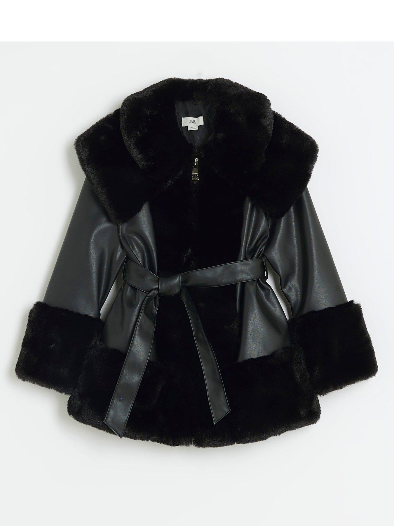 Belted Coat River Island Black Faux Fur Jacket River Island Older