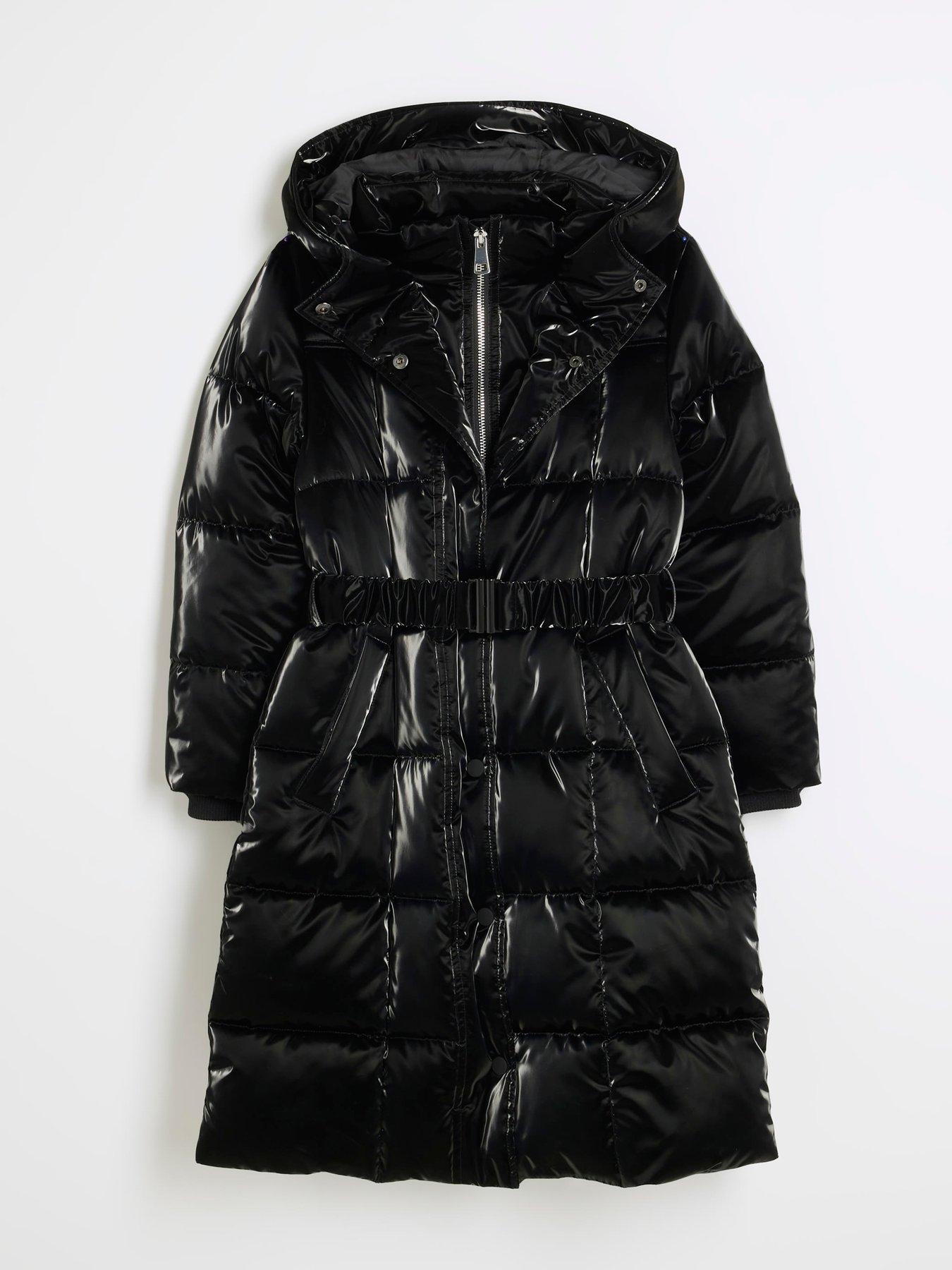Puffer Coat River Island Black Faux Fur Jacket River Island Girls