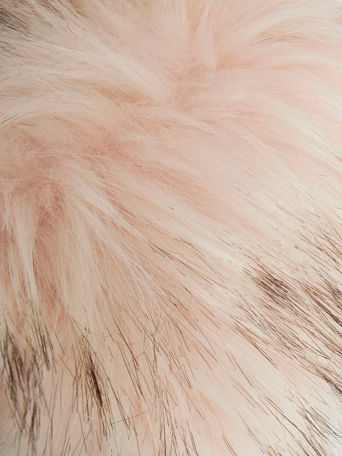 Image 4 of 5 of River Island Girls Faux Fur Puffer Coat - Black