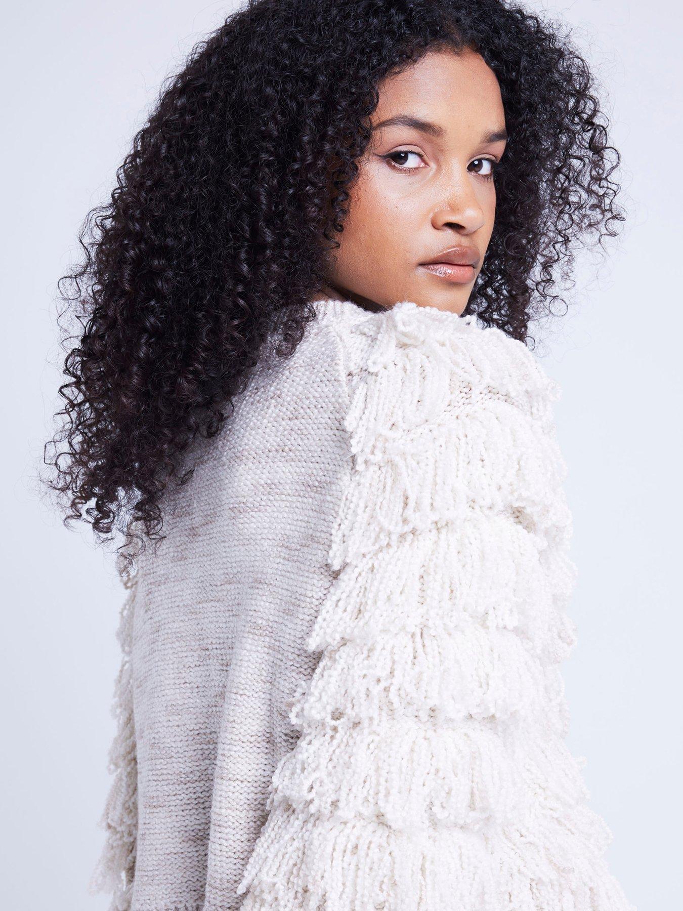 Image 2 of 6 of River Island Fringe Cardigan - Cream