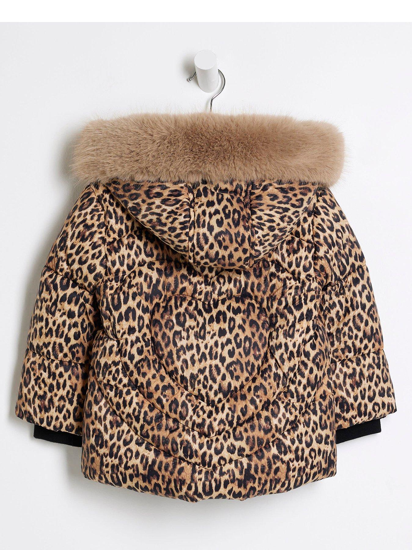 River island leopard fur coat sales