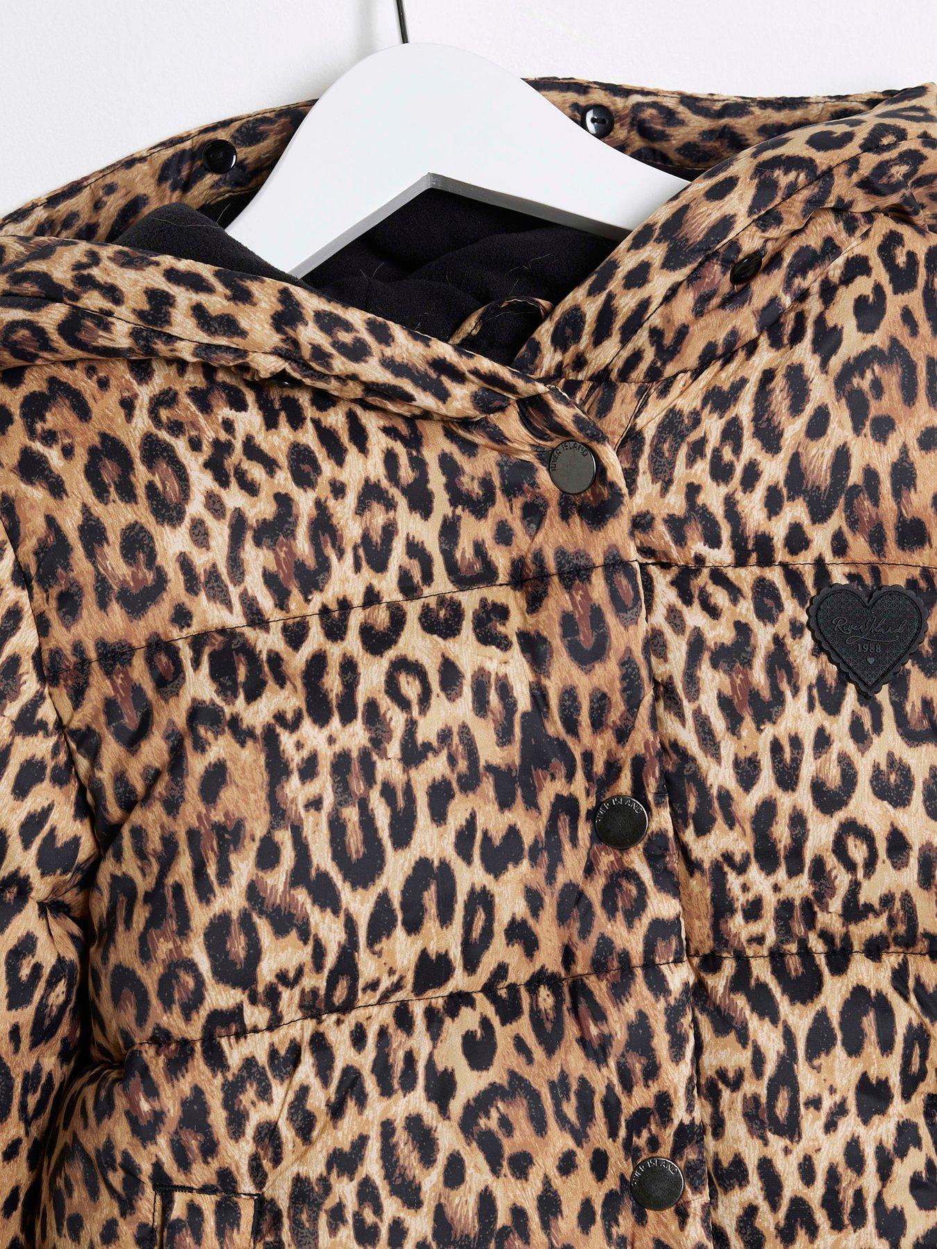 River Island Mini Mini Leopard Print Padded Coat Brown Very