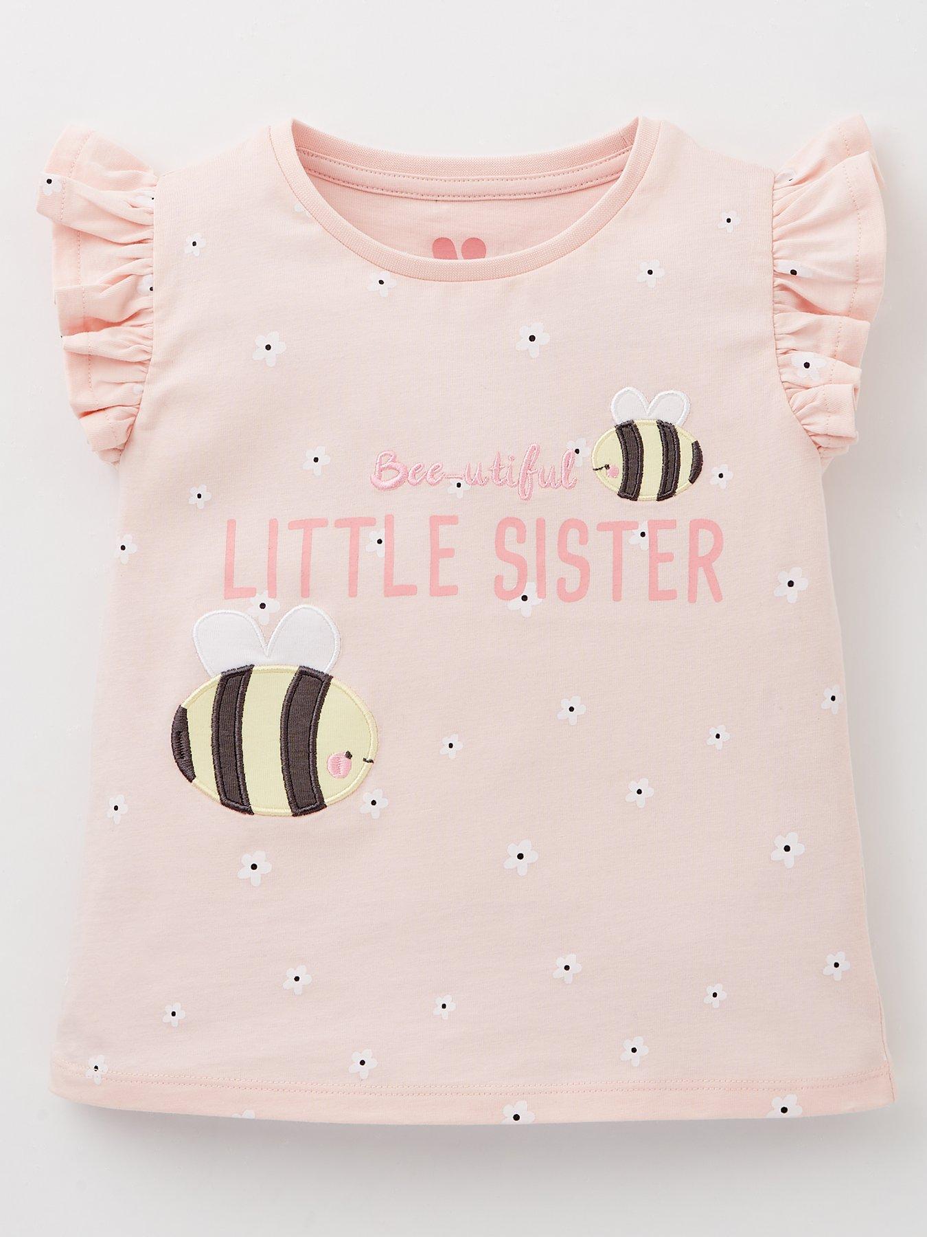 undefined Girls Bumblebee Little Sister T-Shirt - Pink