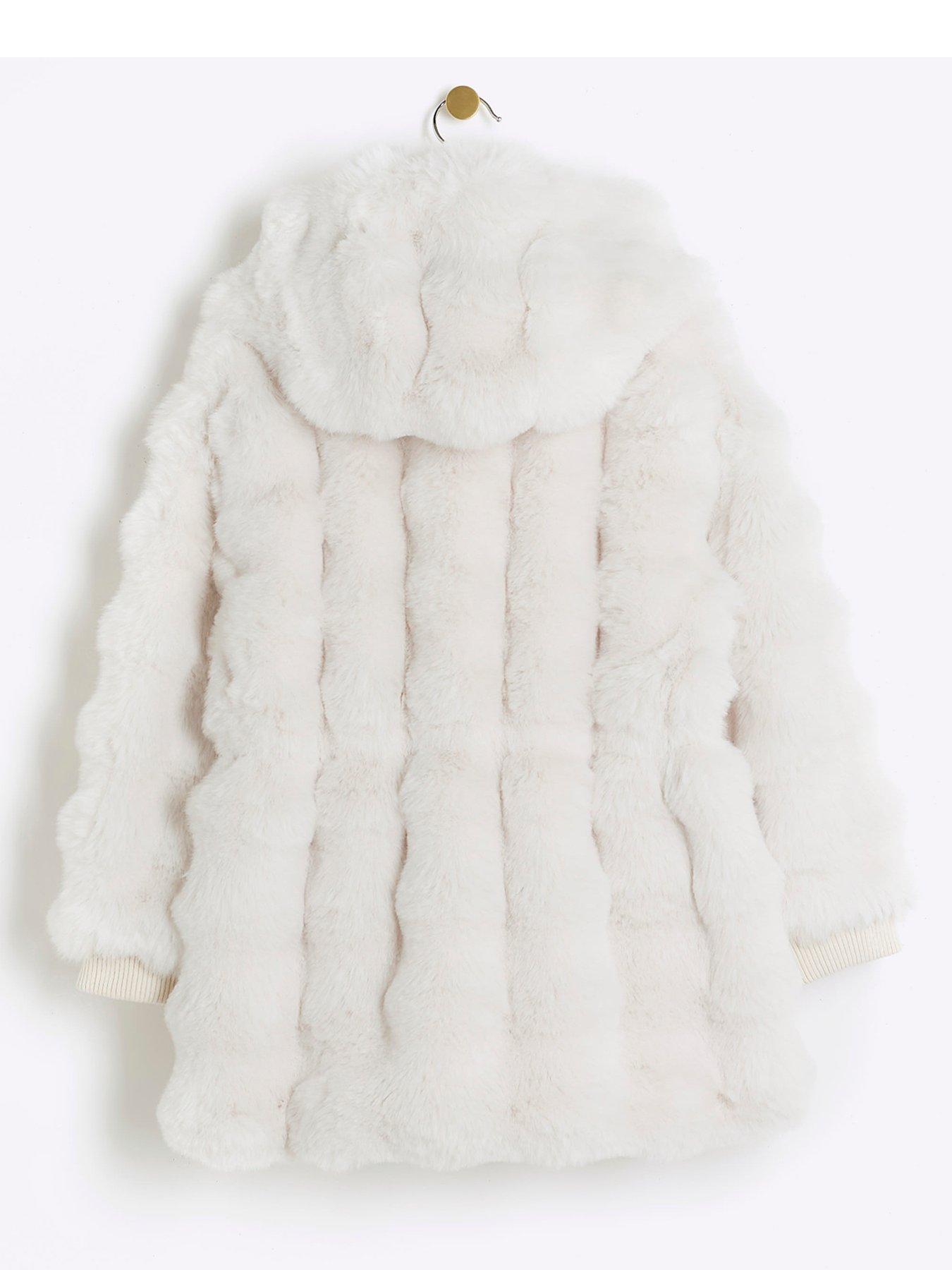 Cream fur hooded coat online