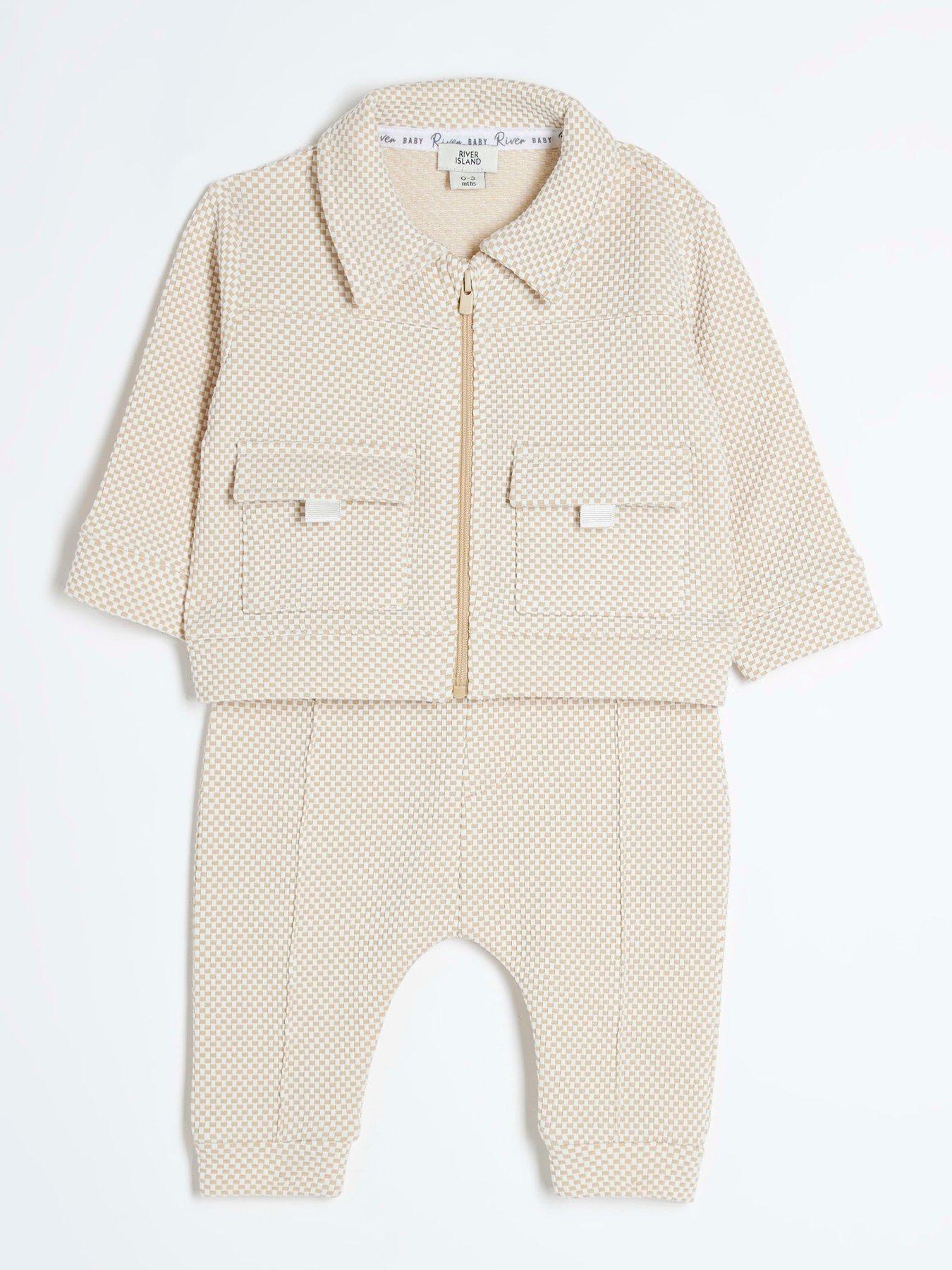 River Island Baby Baby Boy Jacquard Jacket Set Beige Very