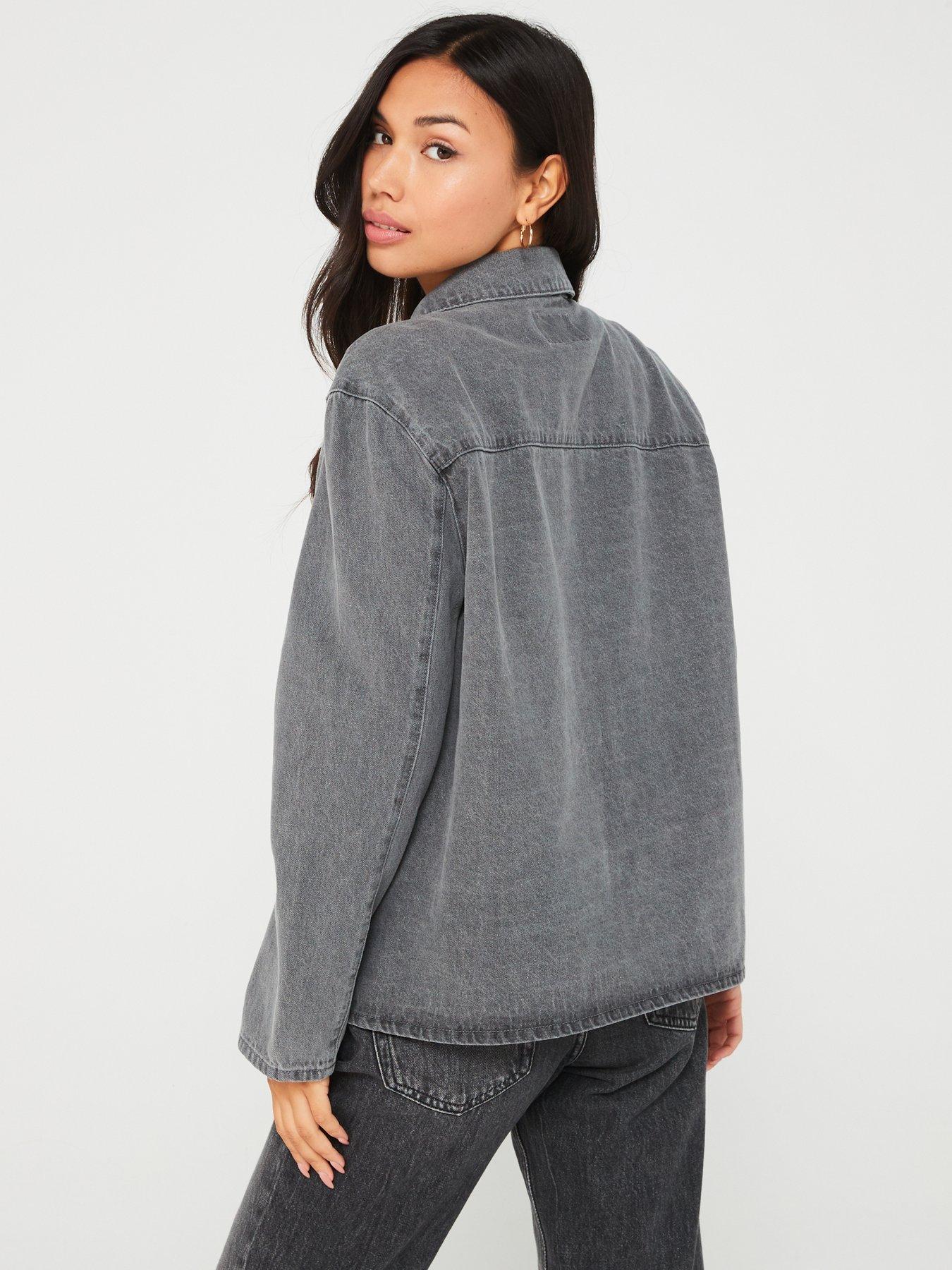 Only Thille Tie Front Denim Jacket - Grey | Very