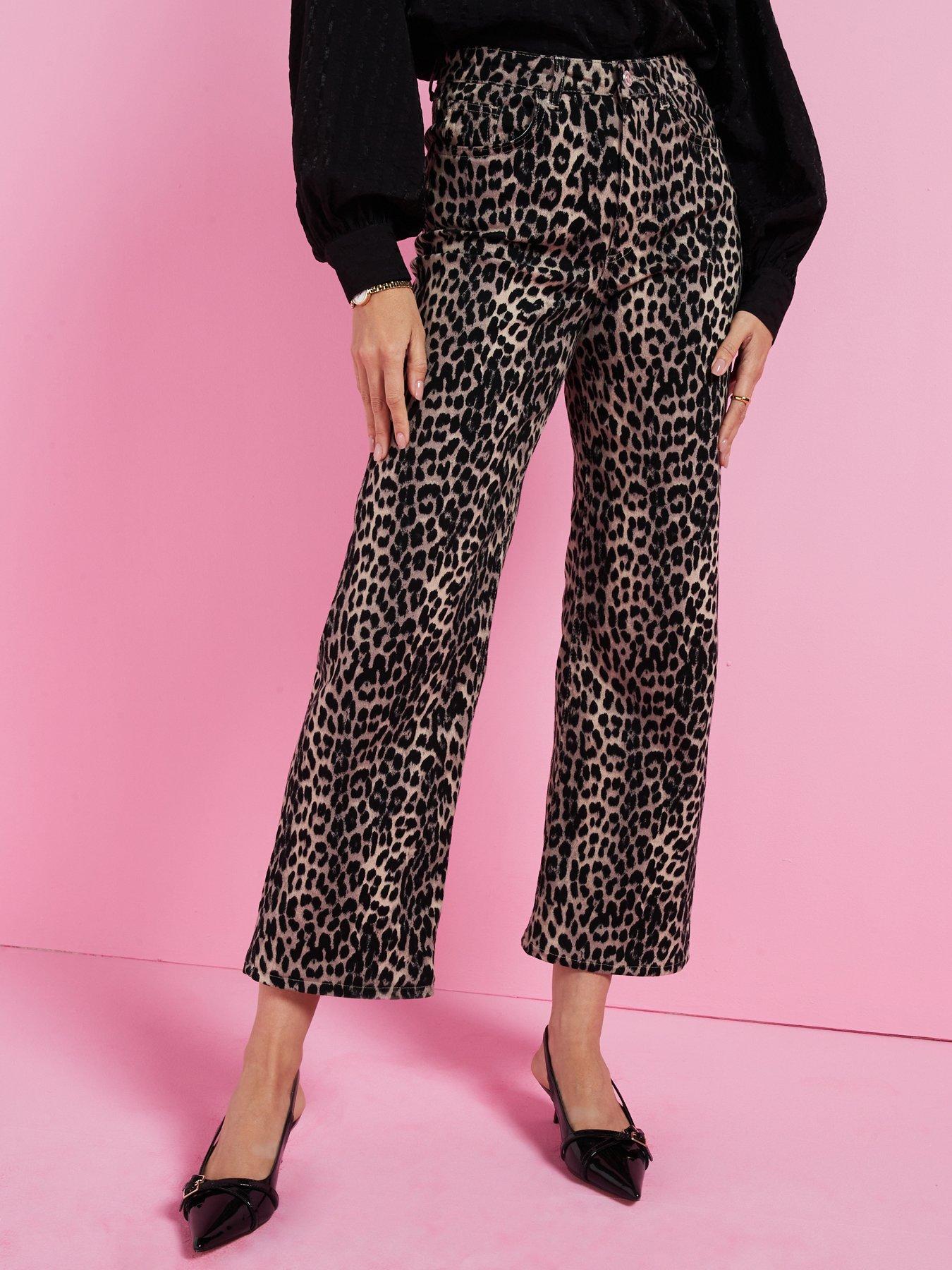 Image 3 of 6 of Only Wide Leg Leopard Print Jean - Multi