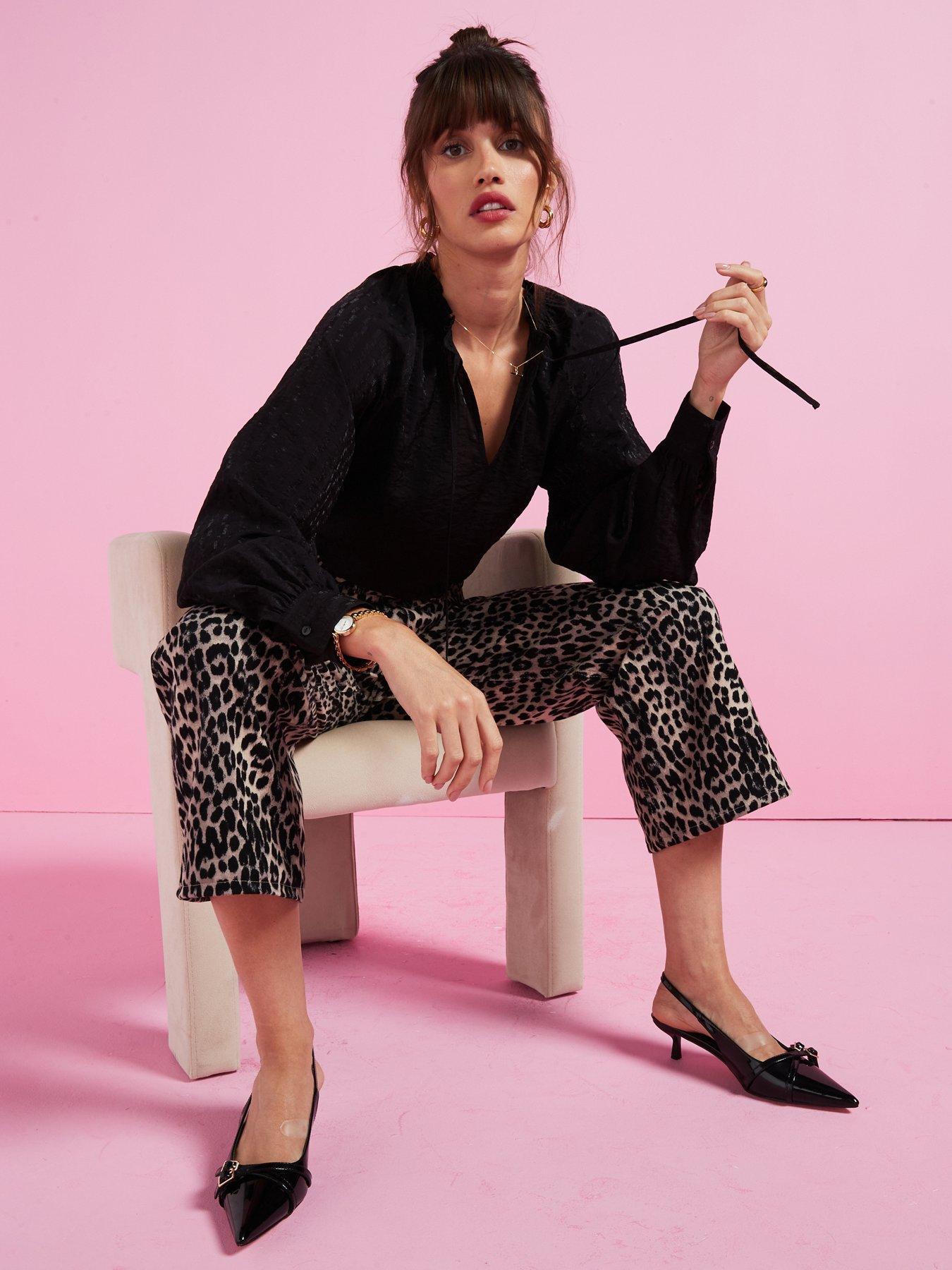 Image 6 of 6 of Only Wide Leg Leopard Print Jean - Multi
