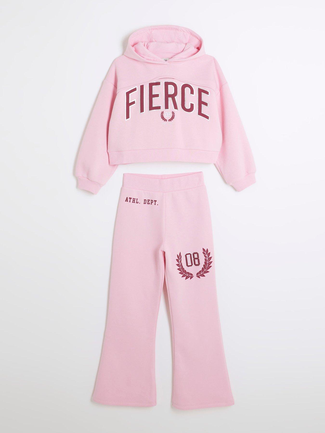 Older Girl Fierce Cutout Sweat Set Pink