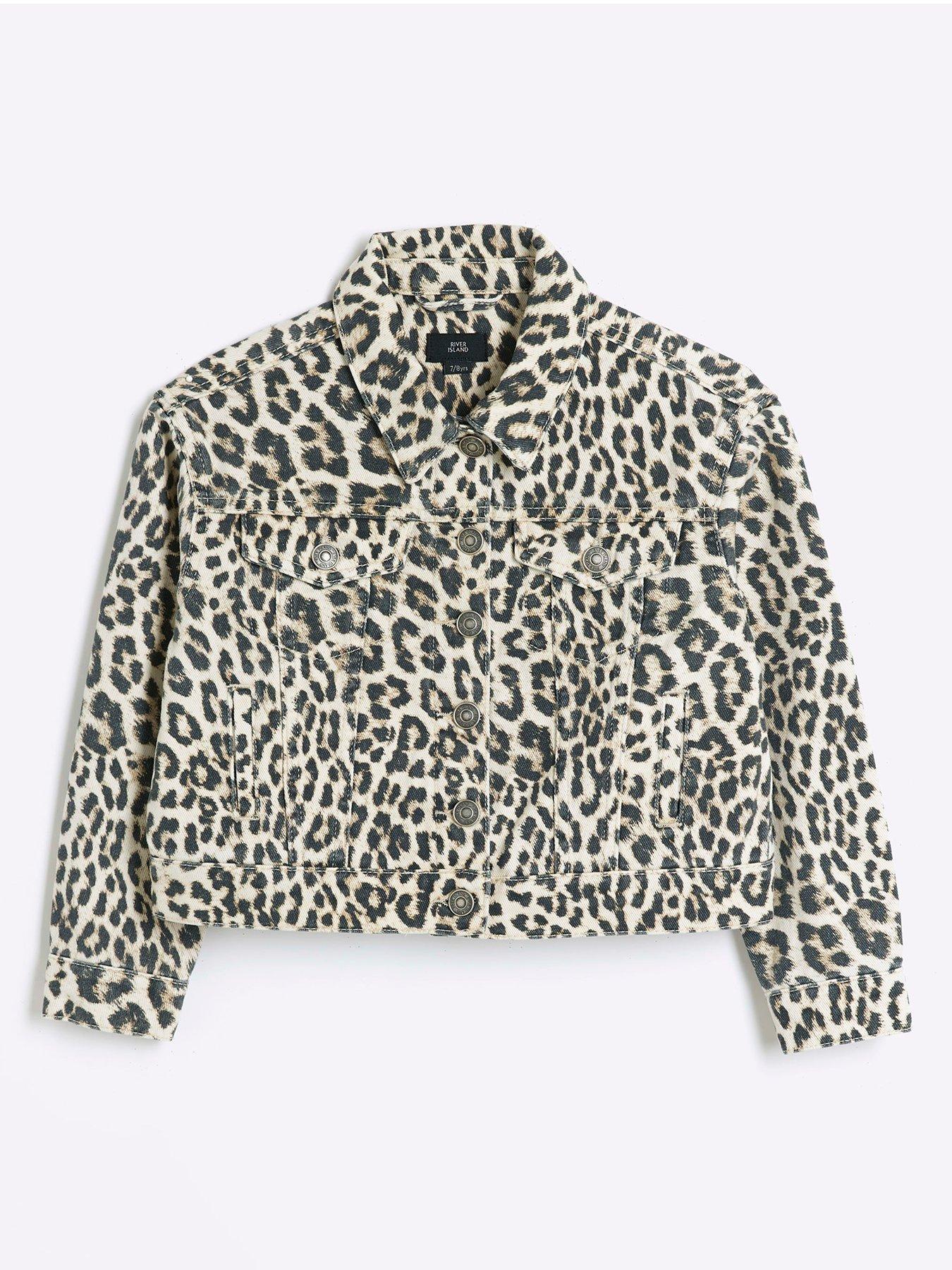 undefined Older Girl Leopard Print Denim Jacket - Brown