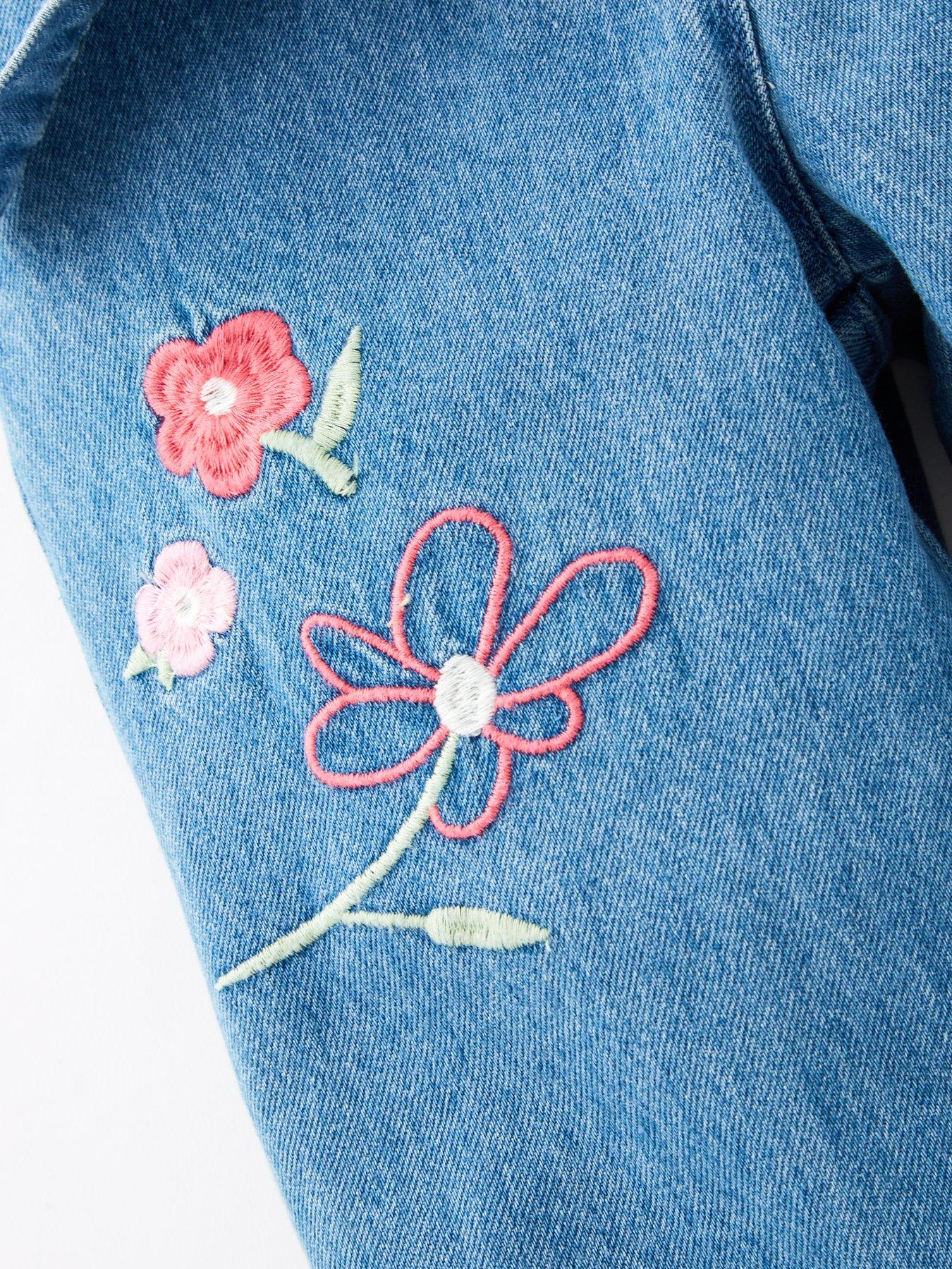 Image 4 of 4 of Mini V by Very Girls Embroidered Floral Jean - Blue