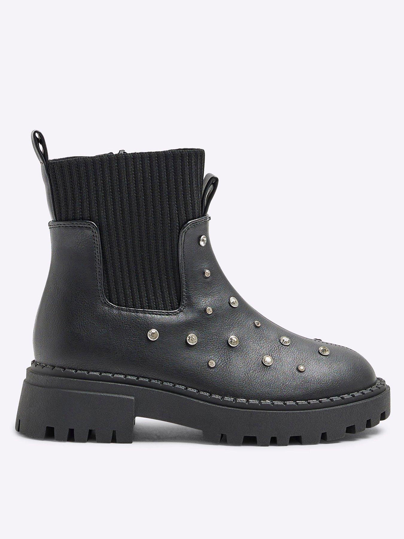 River Island Older Girl Diamante Stud Chelsea Boots Black Very